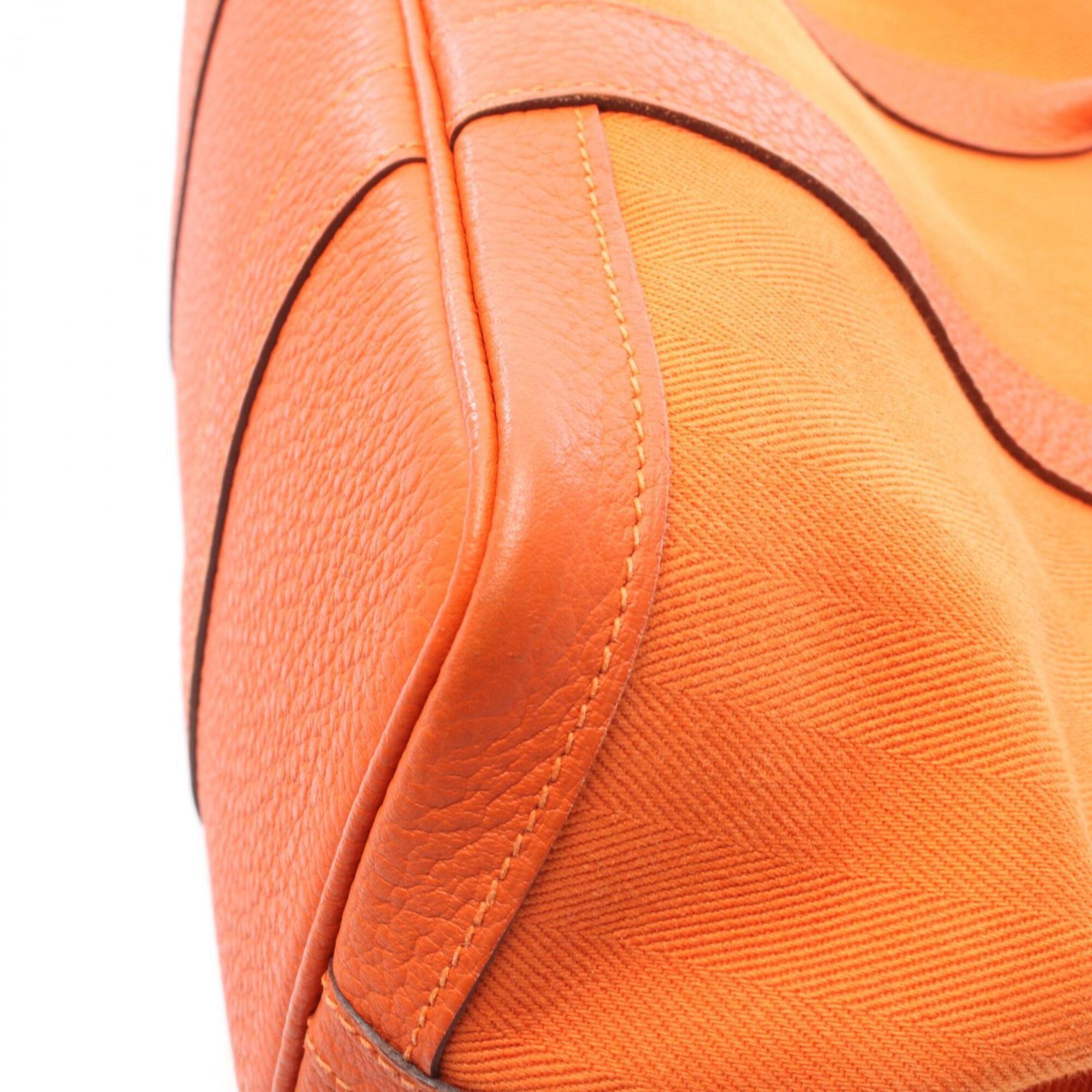 Hermes Feu Orange Toile Chevron Handbag Tote Bag (Pre-Owned)