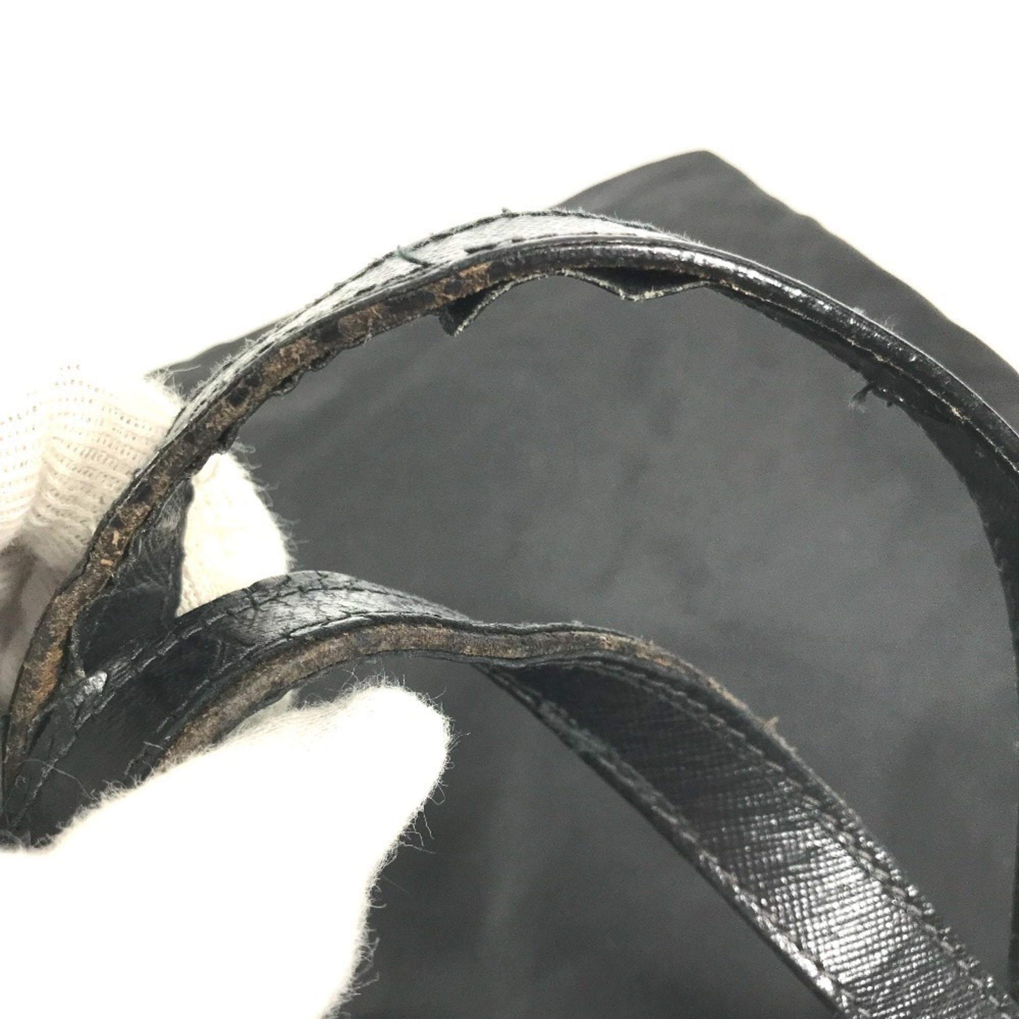 Prada Black Nylon Leather Shoulder Bag Tote Bag (Pre-Owned)