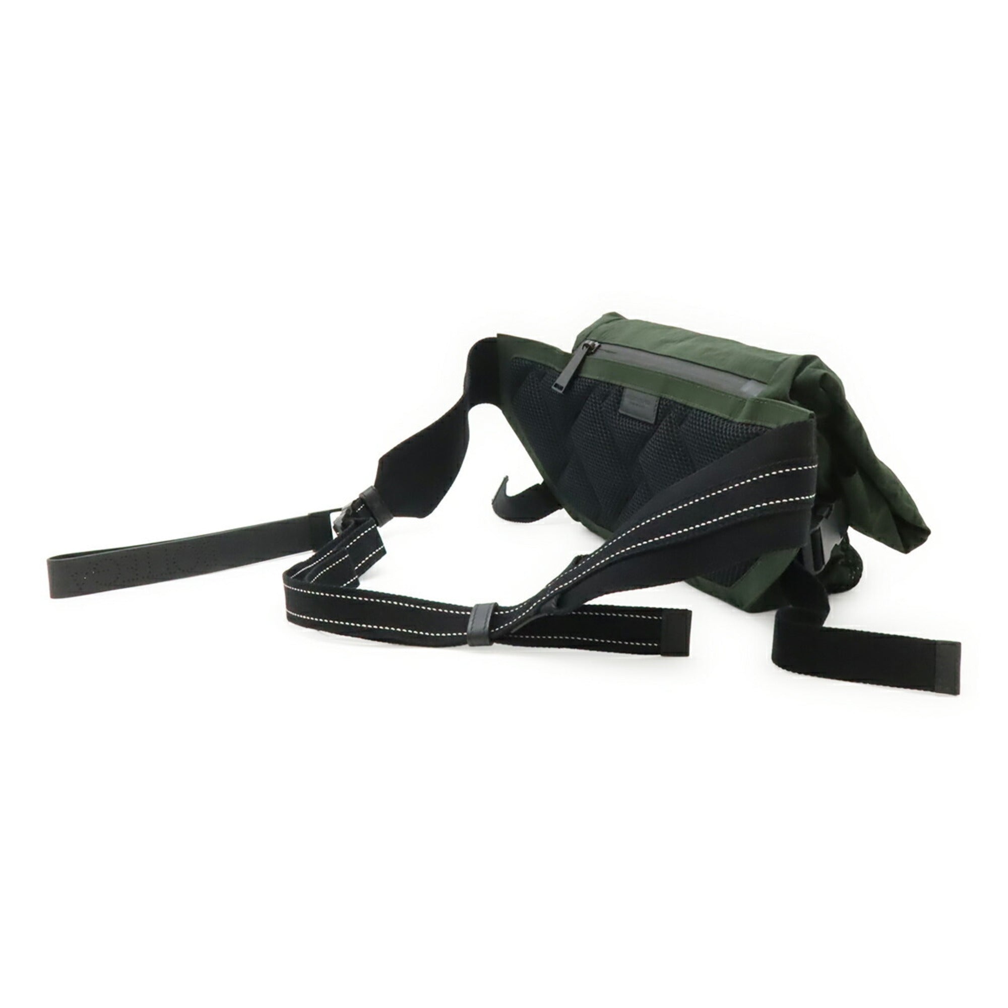 Bottega Veneta Black Green Khaki Nylon Sling Bag (Pre-Owned)