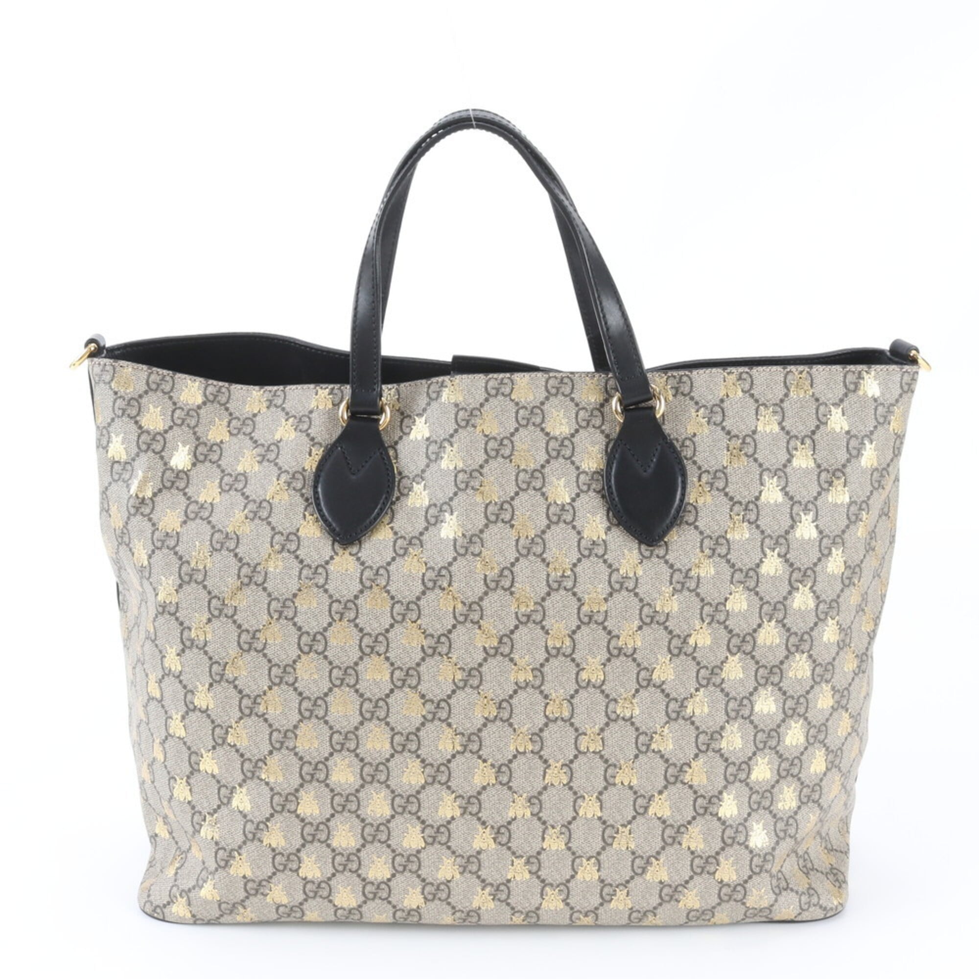 Gucci Brown Leather Coated Canvas Handbag Shoulder Bag Tote Bag (Pre-Owned)