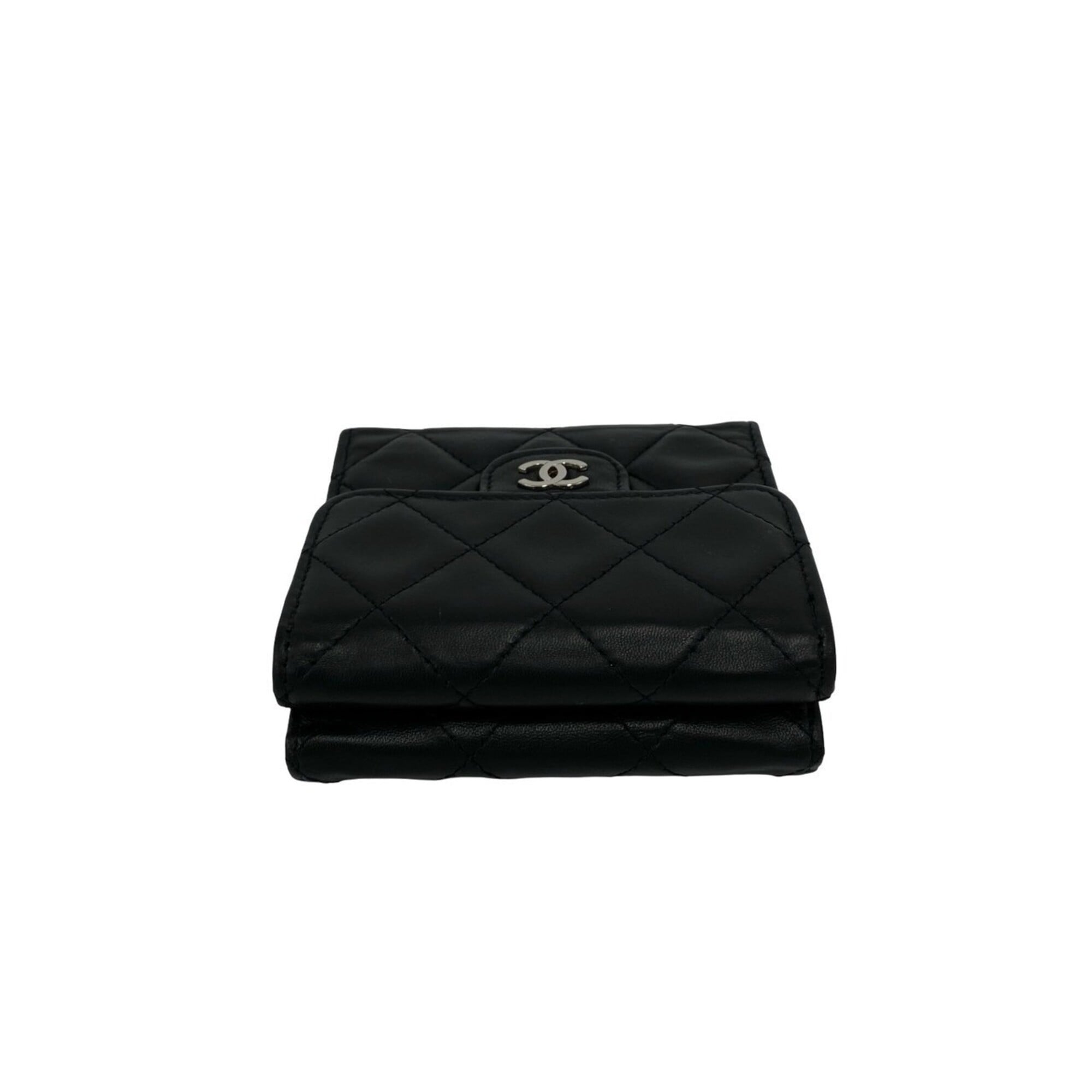Chanel Black Leather Wallet (Tri-Fold) (Pre-Owned)