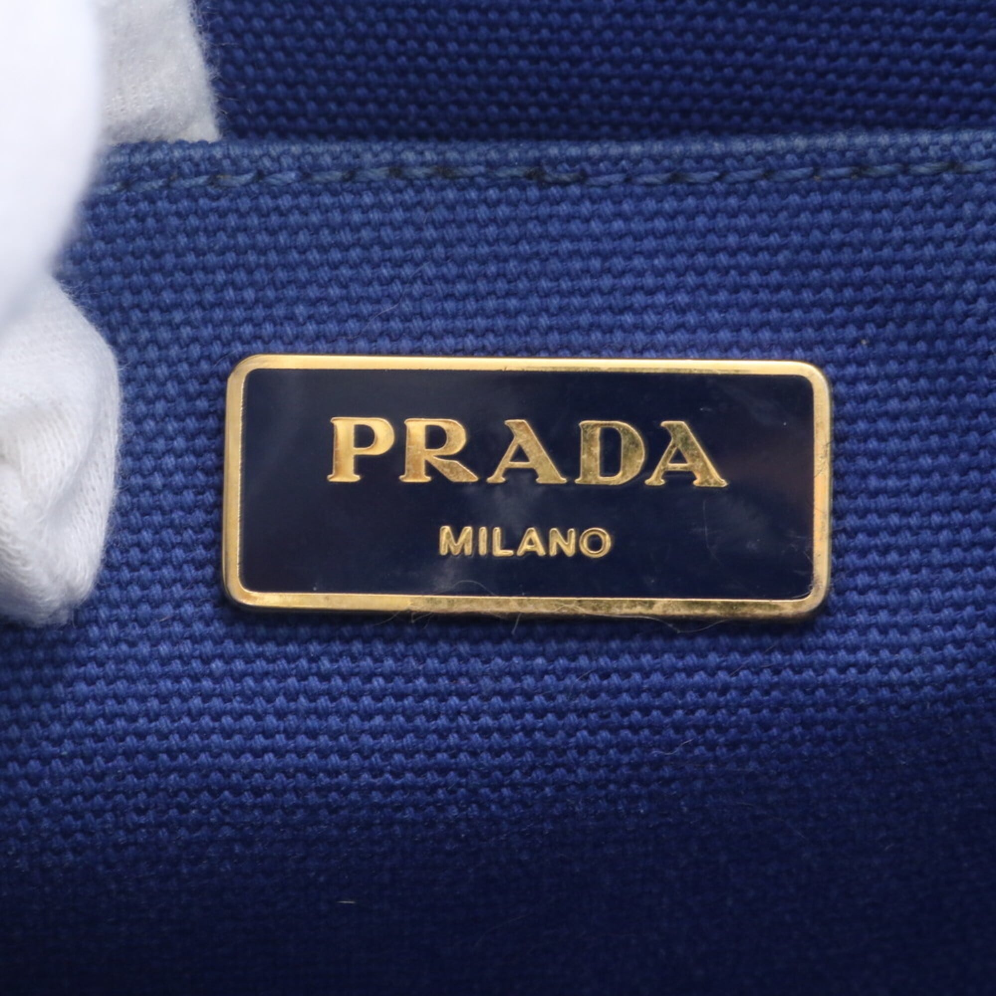 Prada Canapa Blue Canapa Handbag Tote Bag (Pre-Owned)