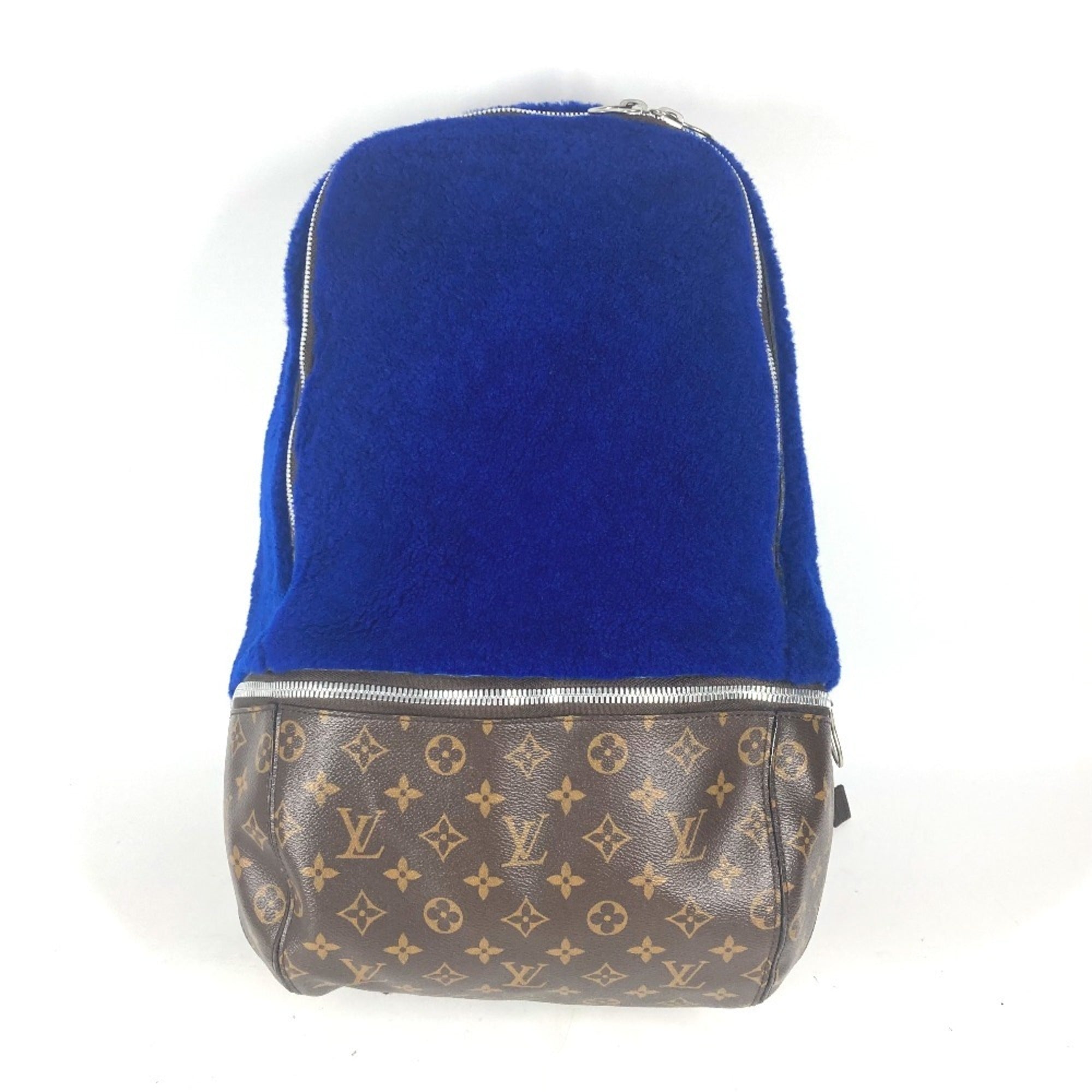 Louis Vuitton Blue Brown Monogram Canvas Leather Backpack (Pre-Owned)