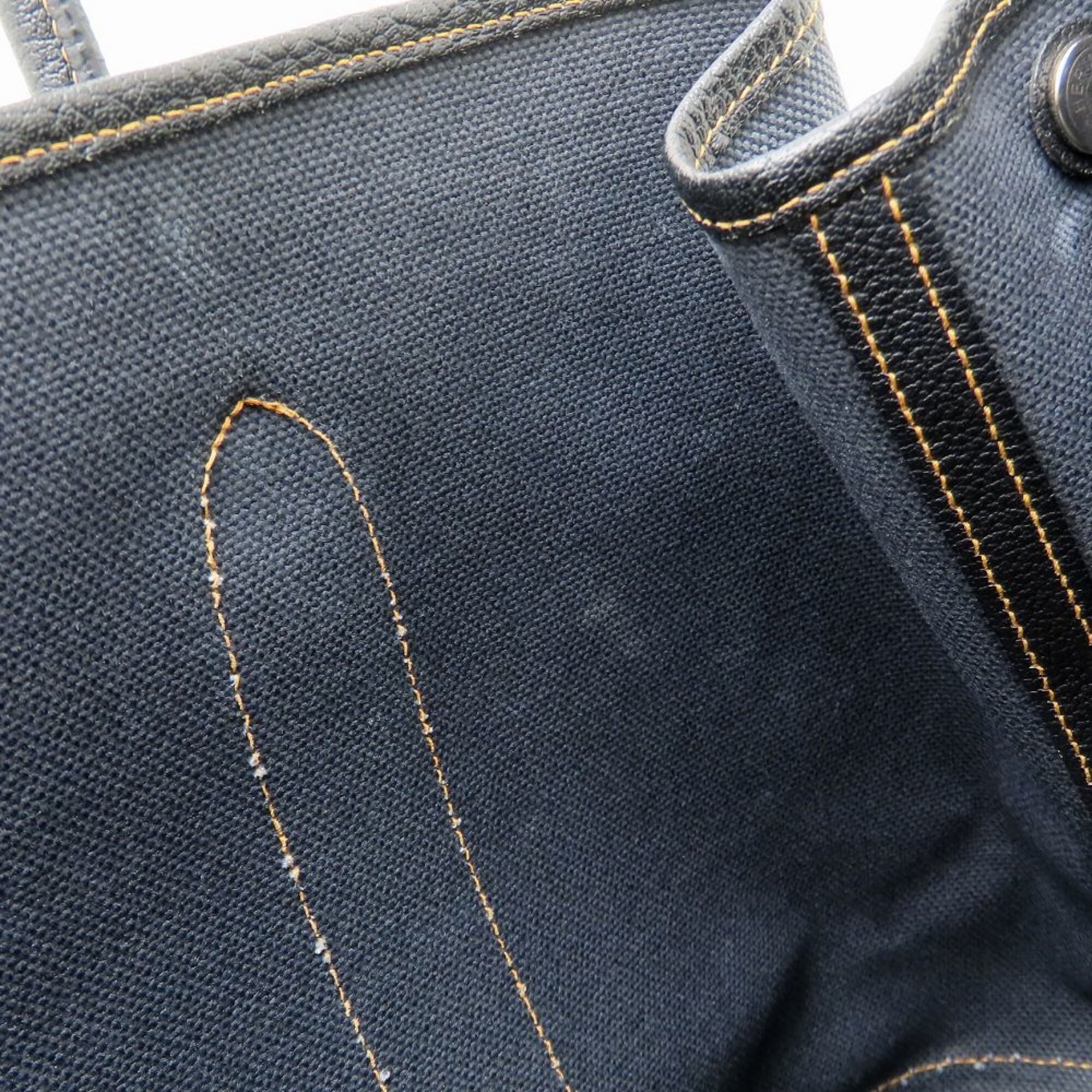 Hermes Blue Toile H Leather Tote Bag (Pre-Owned)