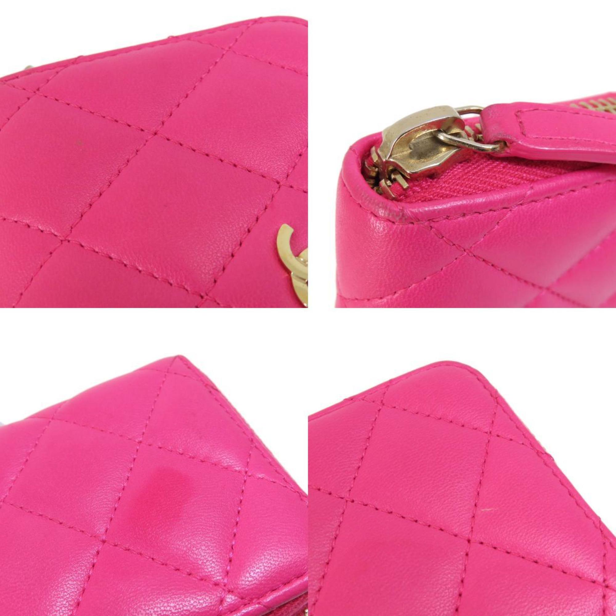 Chanel Matelasse Pink Leather Coin Purse/Coin Case (Pre-Owned)