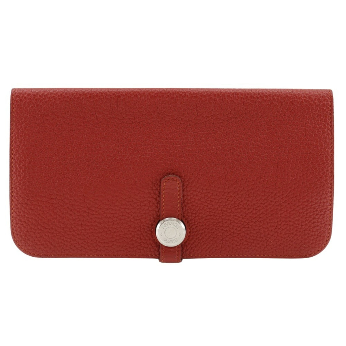 Hermes Dogon Red Color Togo Leather Long Wallet (Bi-Fold) (Pre-Owned)