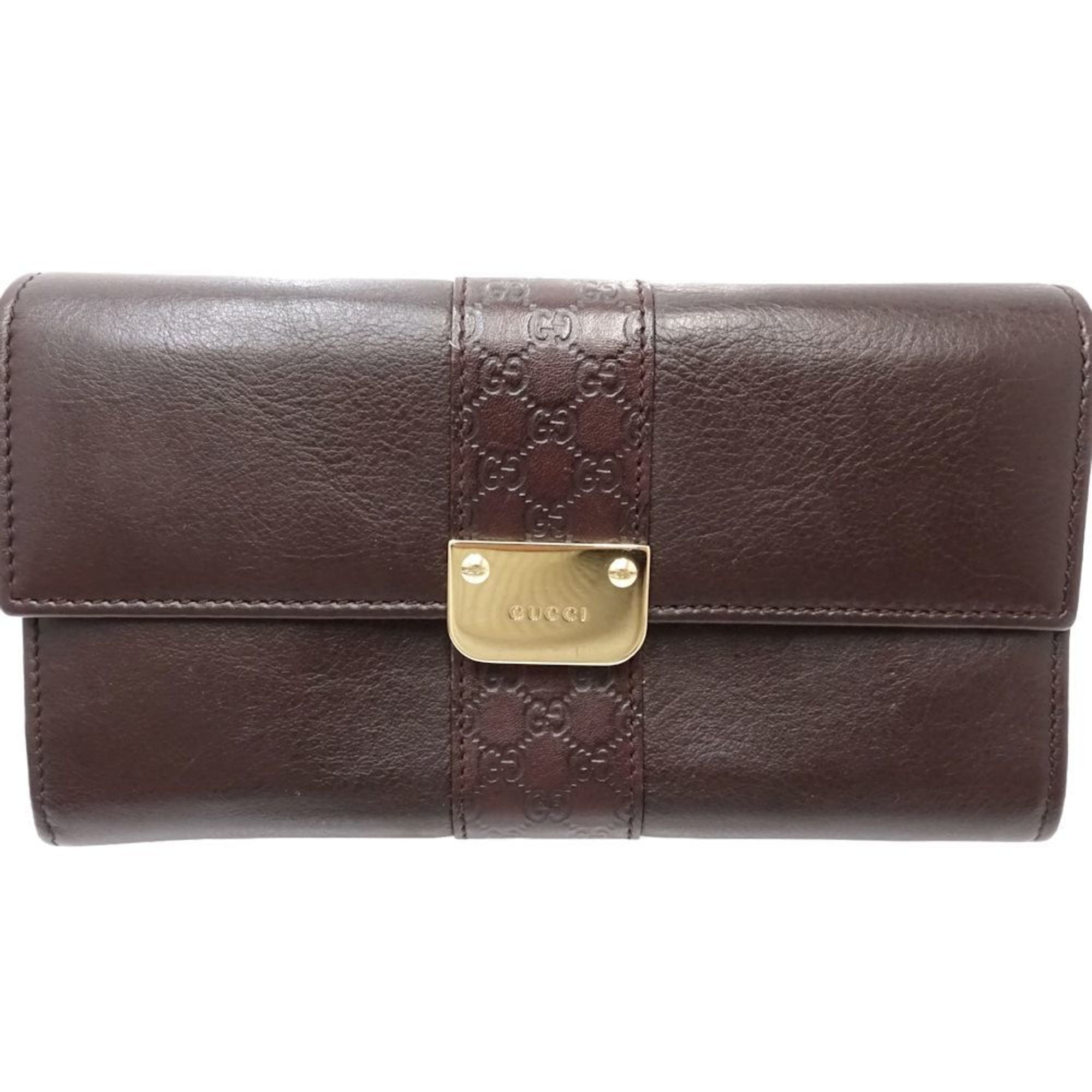 Gucci Dark Brown Leather Long Wallet (Bi-Fold) (Pre-Owned)