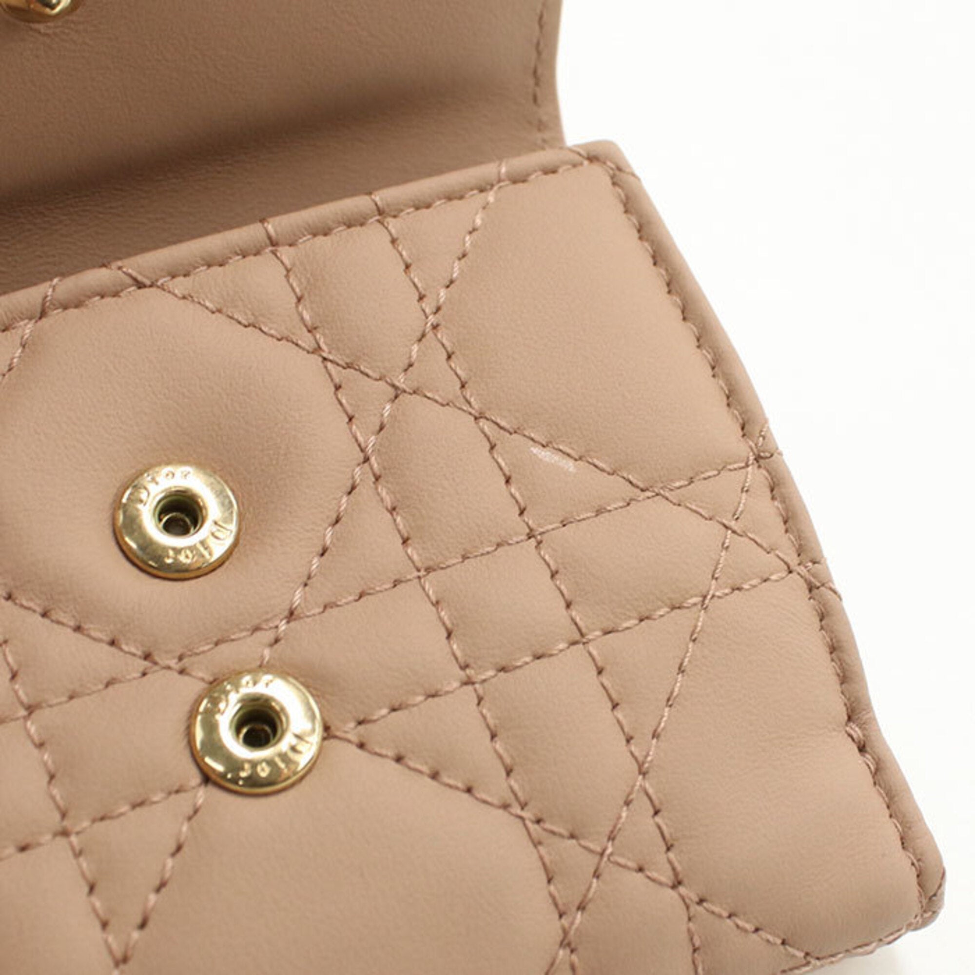 Christian Dior Beige Leather Wallet (Tri-Fold) (Pre-Owned)