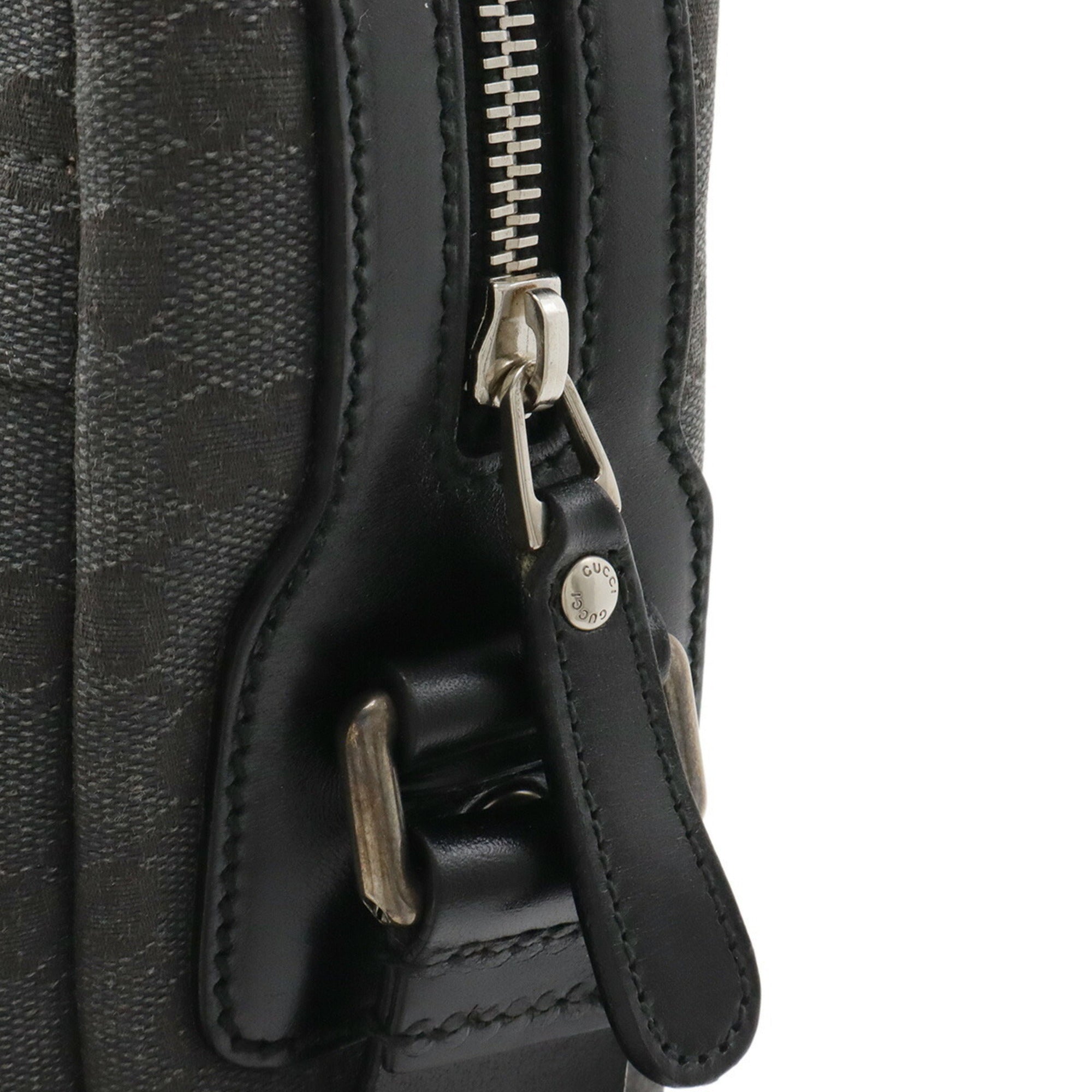 Gucci Gg Canvas Black Dark Gray Gg Canvas Handbag Shoulder Bag (Pre-Owned)