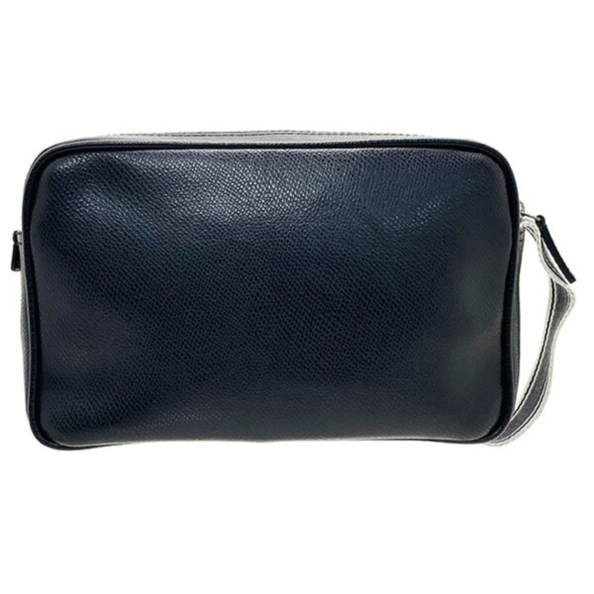 Salvatore Ferragamo Black Leather Fabric Clutch Bag (Pre-Owned)