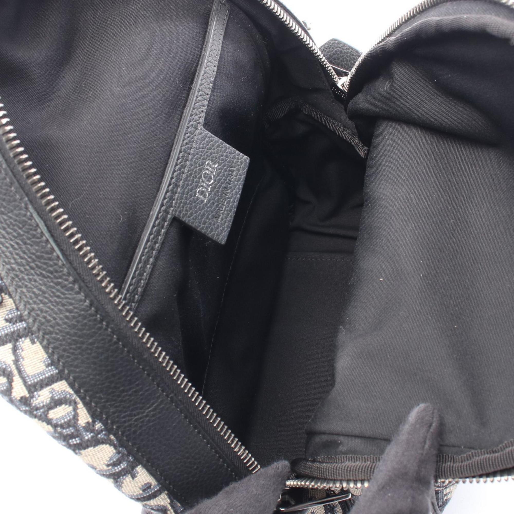 Christian Dior Beige Navy Canvas Leather Fanny Pack Sling Bag (Pre-Owned)