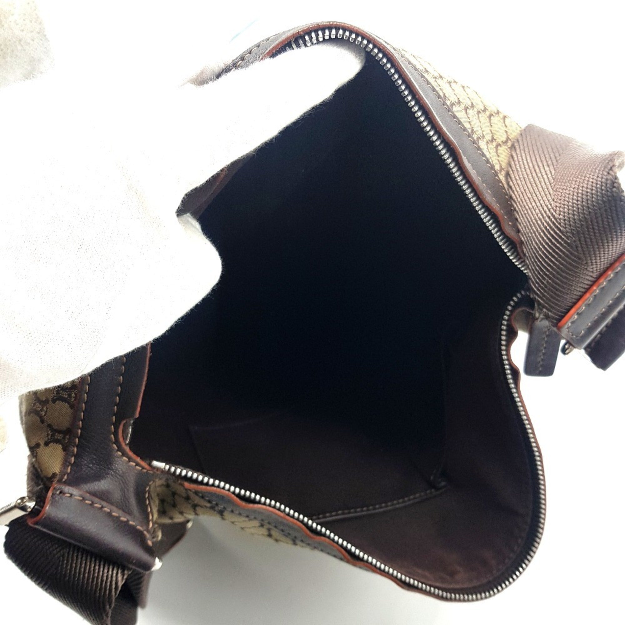 Celine Macadam Brown Canvas Leather Shoulder Bag (Pre-Owned)