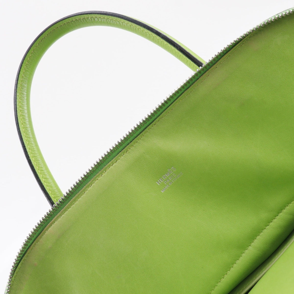 Hermes Bolide Green Yellow Taurillon Clemence Leather Handbag (Pre-Owned)