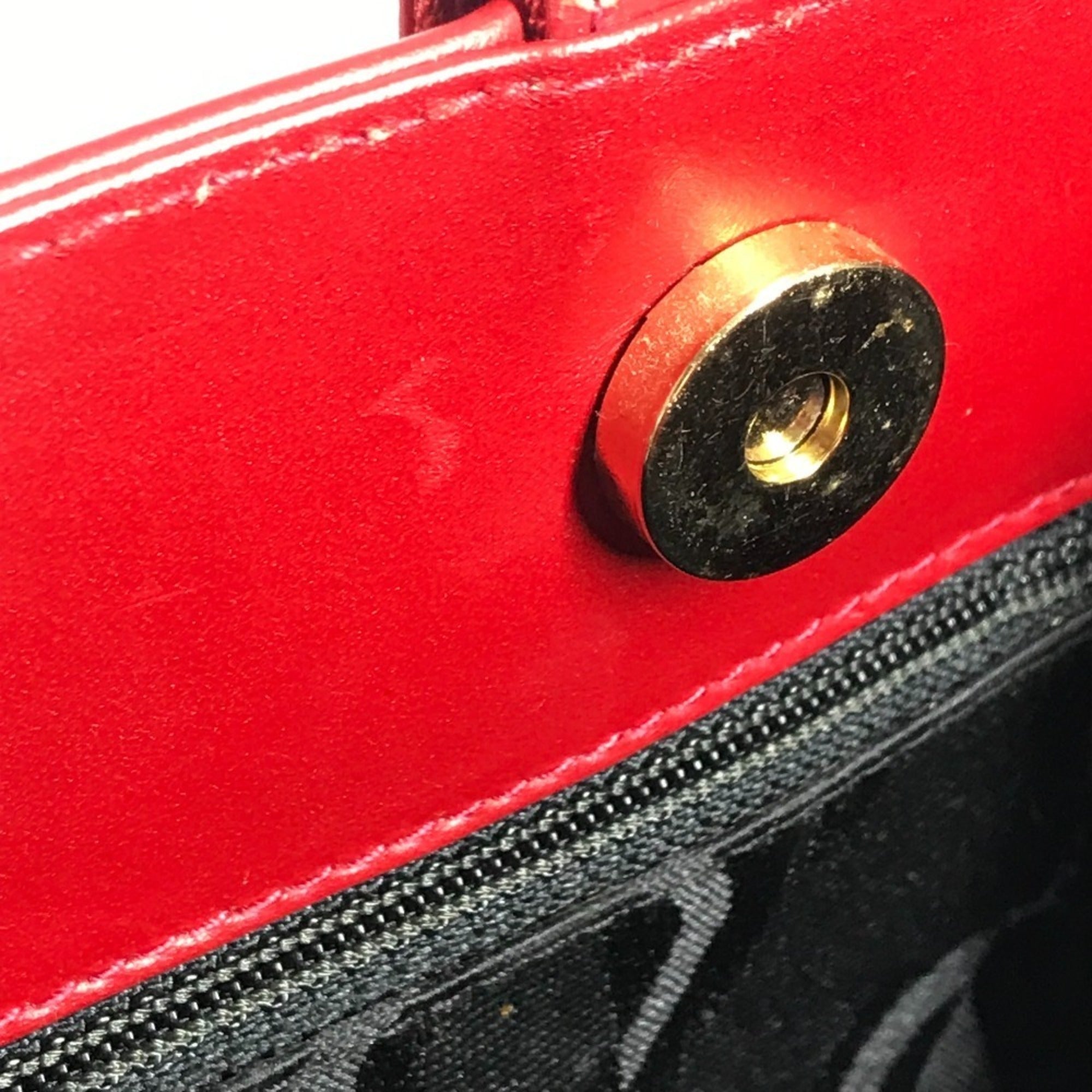 Salvatore Ferragamo Vara Red Color Leather Shoulder Bag Tote Bag (Pre-Owned)
