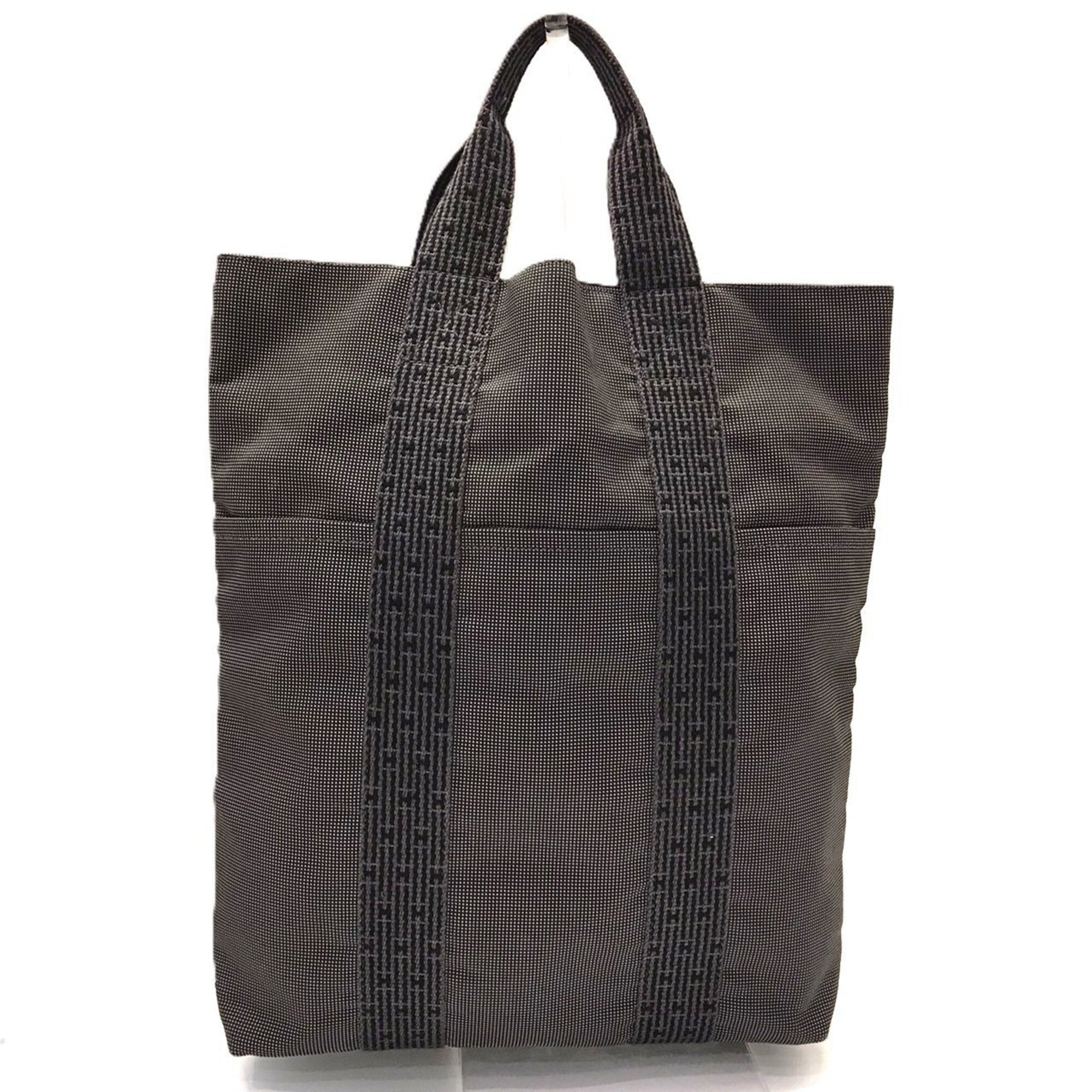 Hermes Her Line Gray Nylon Canvas Handbag Tote Bag (Pre-Owned)