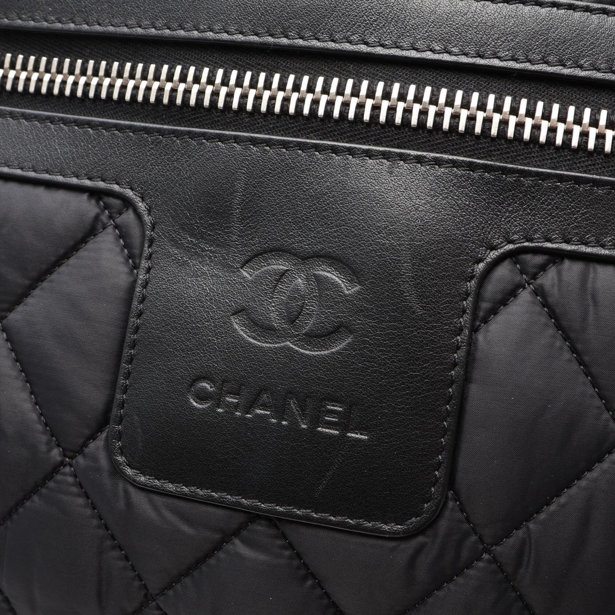 Chanel Coco Cocoon Black Nylon Leather Handbag Tote Bag (Pre-Owned)