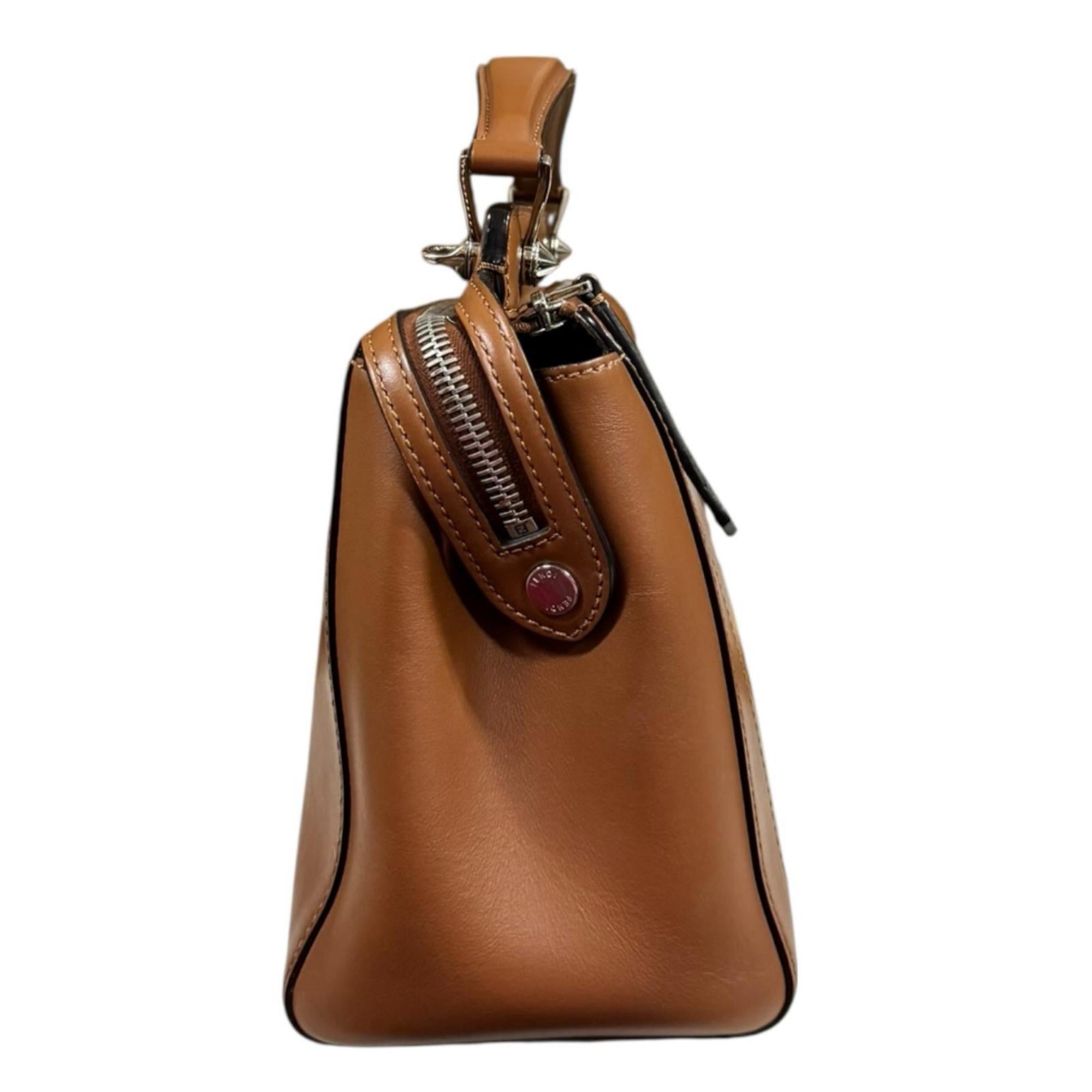 Fendi Dotcom Brown Leather Shoulder Bag (Pre-Owned)