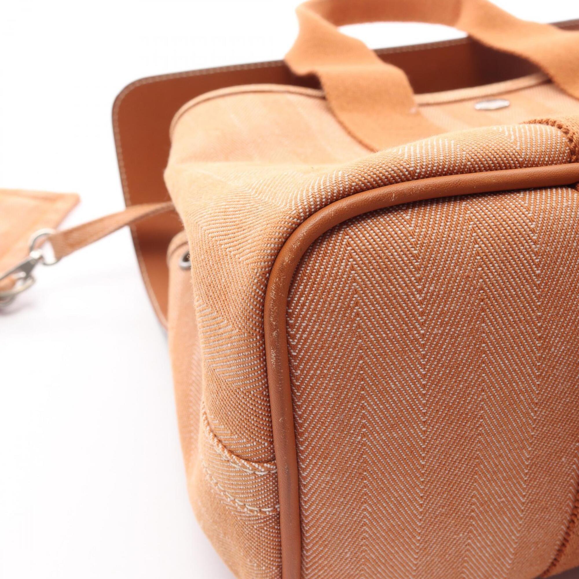 Hermes Brown Toile Chevron Swift Leather Handbag (Pre-Owned)