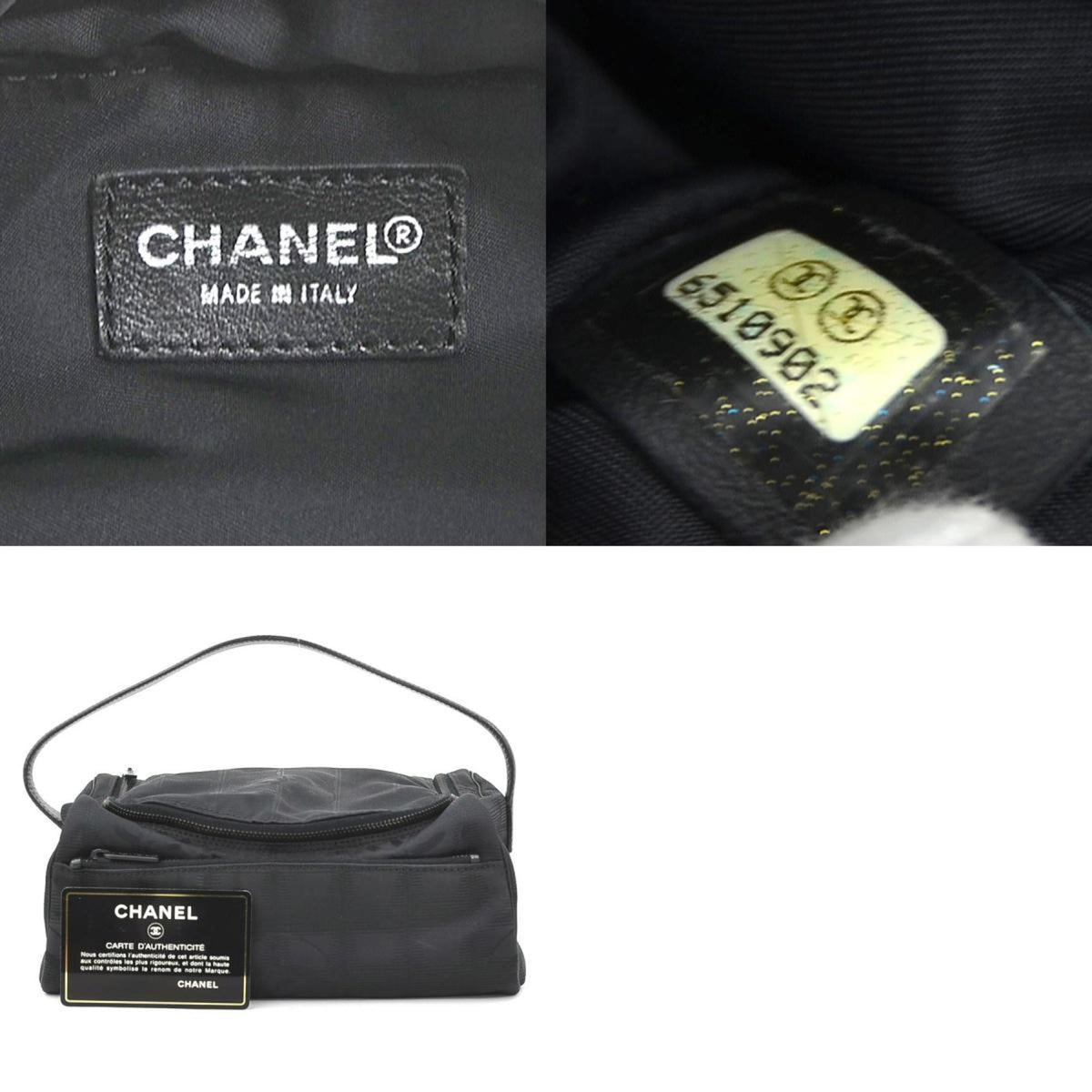 Chanel Black Nylon Jacquard Handbag Vanity Bag (Pre-Owned)