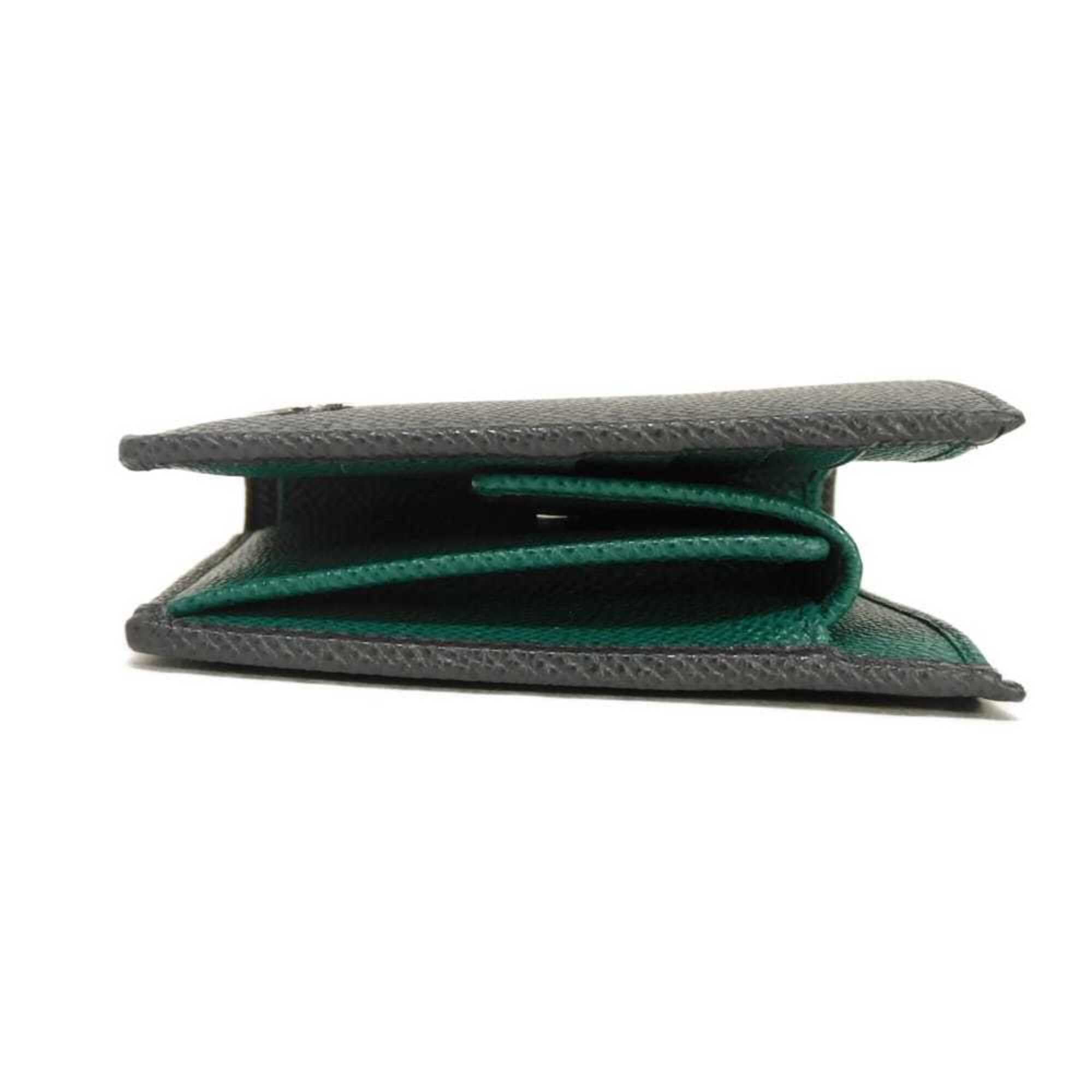 Bvlgari Black Emerald Green Leather Wallet (Bi-Fold) (Pre-Owned)
