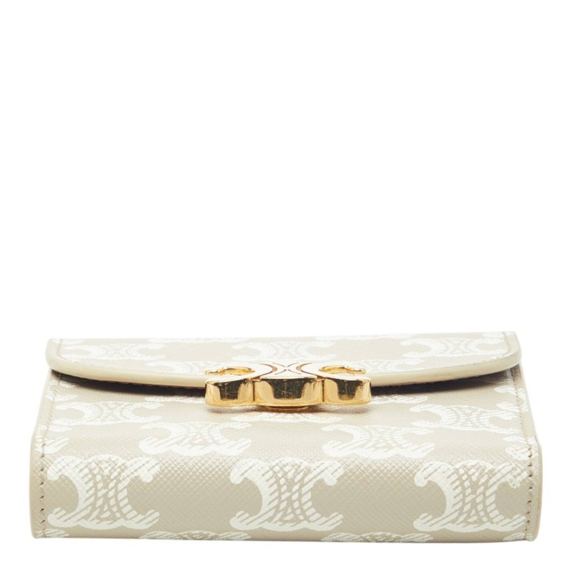 Celine Beige Ivory Pvc Leather Wallet (Tri-Fold) (Pre-Owned)