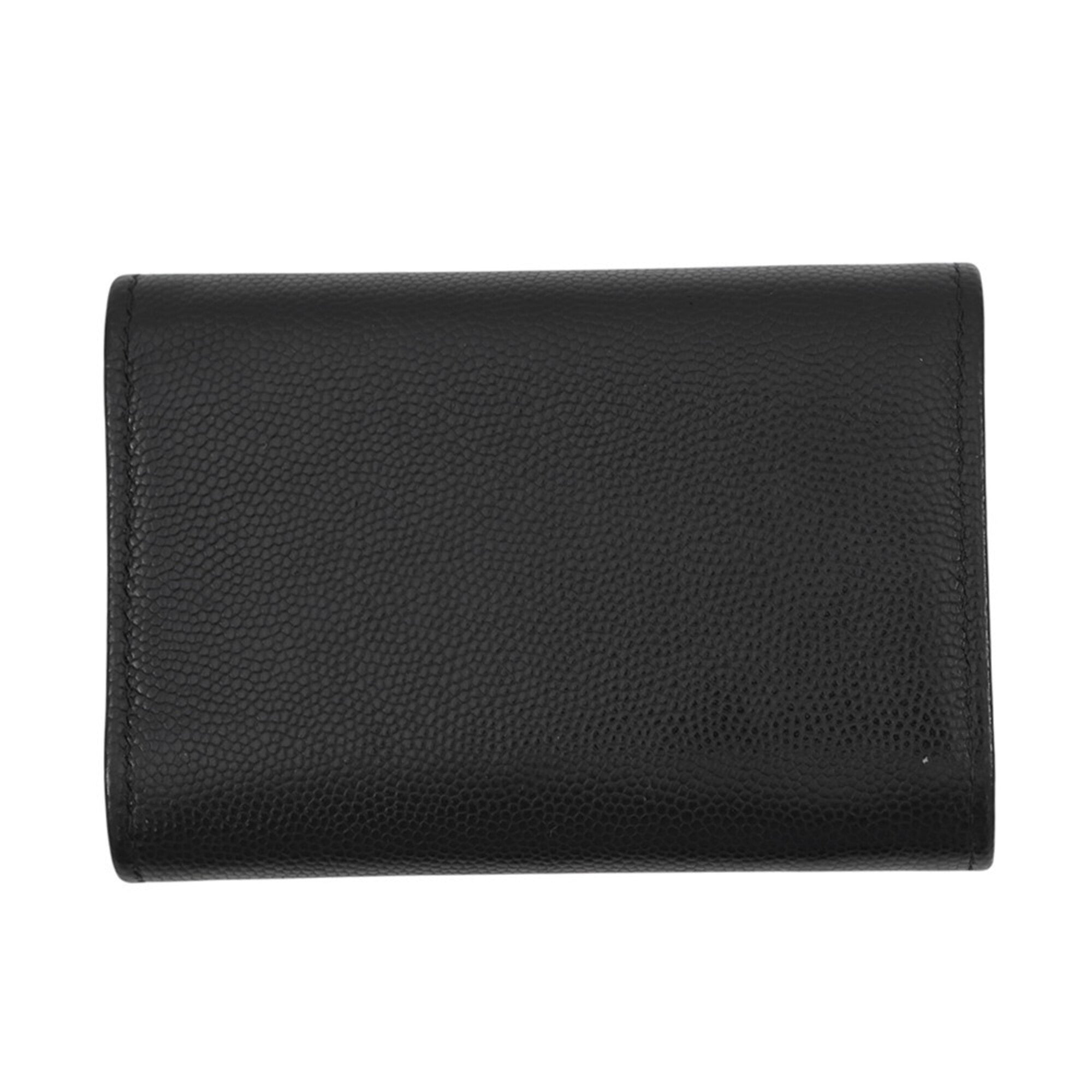 Chanel Black Grained Calfskin Wallet (Tri-Fold) (Pre-Owned)