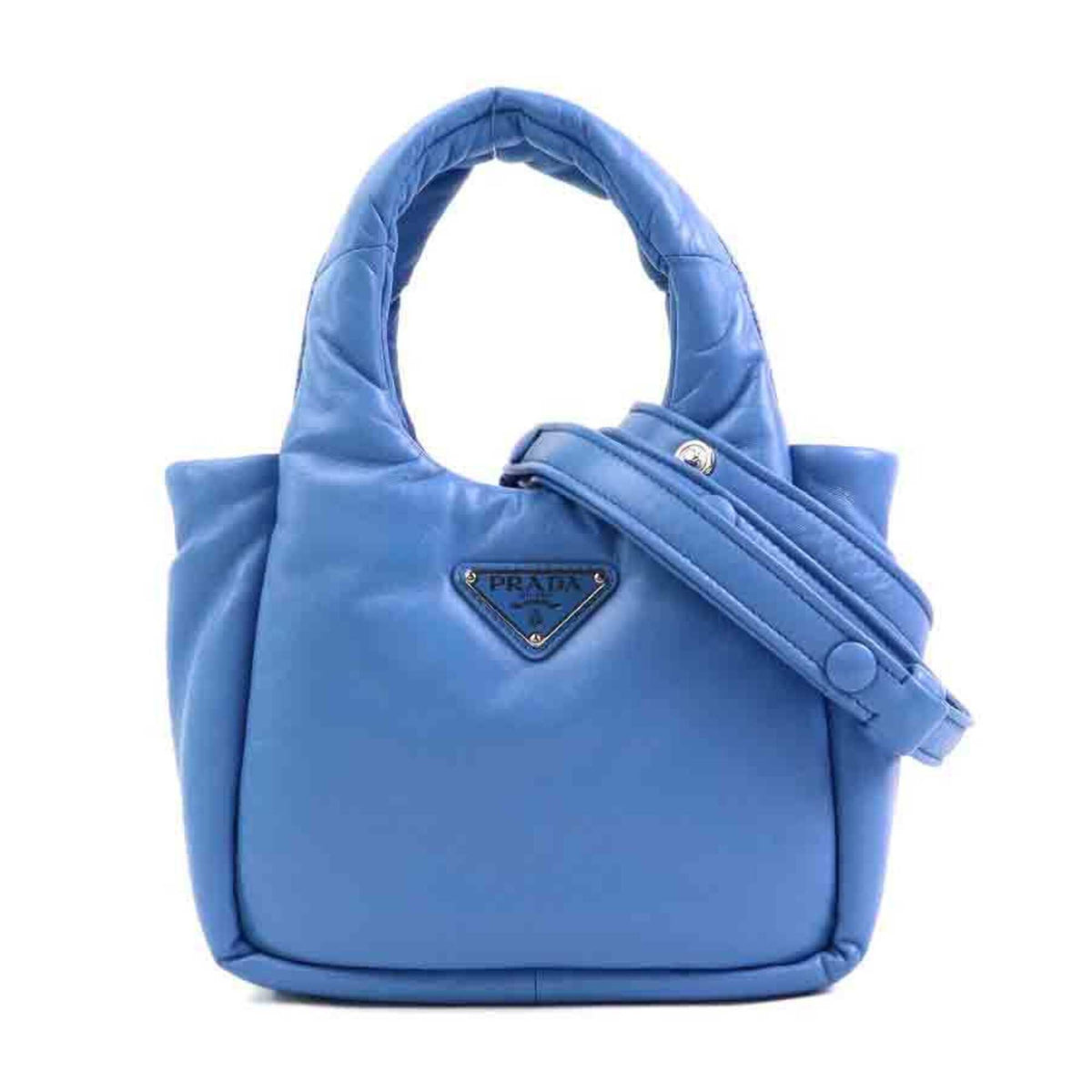 Prada Blue Leather Handbag Shoulder Bag (Pre-Owned)