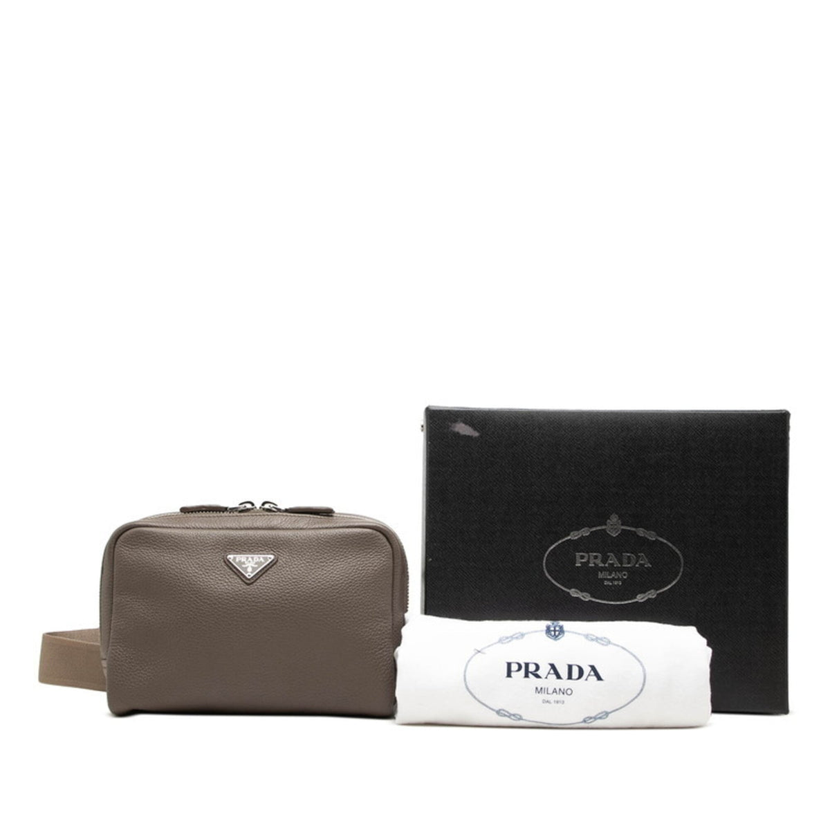Prada Beige Leather Shoulder Bag Sling Bag (Pre-Owned)