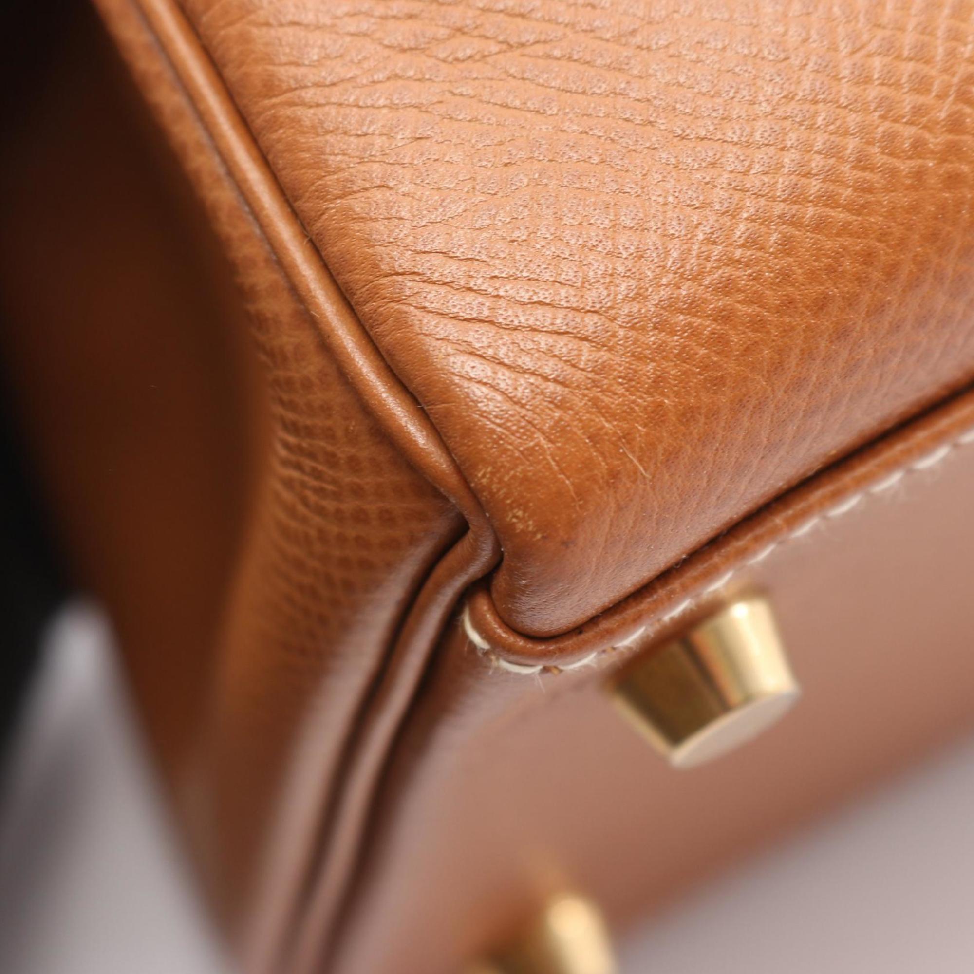 Hermes Brown Gold Brown Courchevel Leather Leather Handbag (Pre-Owned)