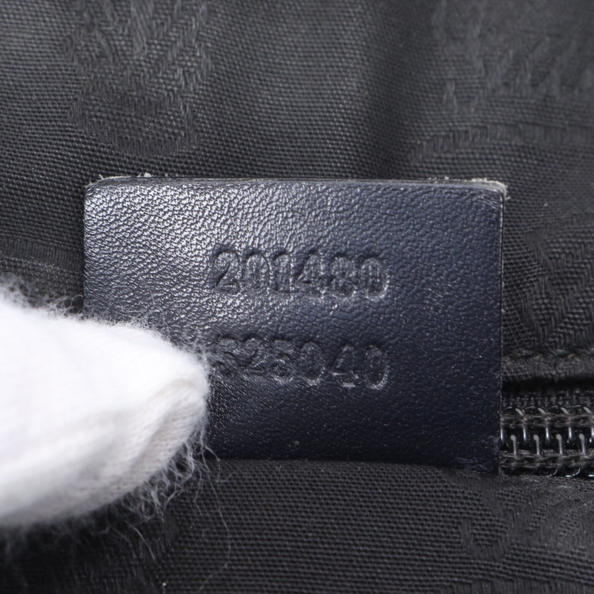 Gucci Navy Leather Coated Canvas Briefcase Tote Bag (Pre-Owned)