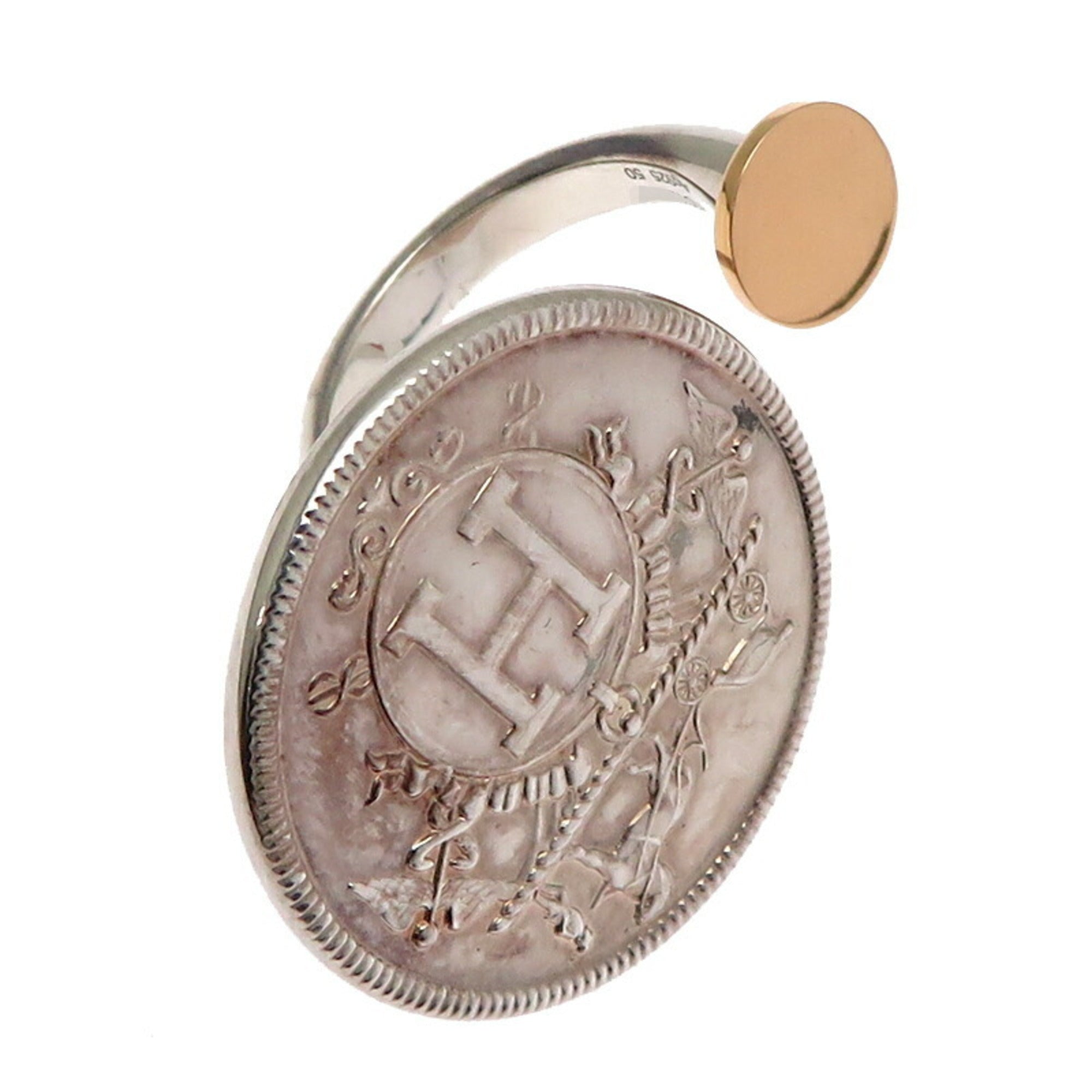 Hermes Silver Pink Gold Band Ring (Pre-Owned)