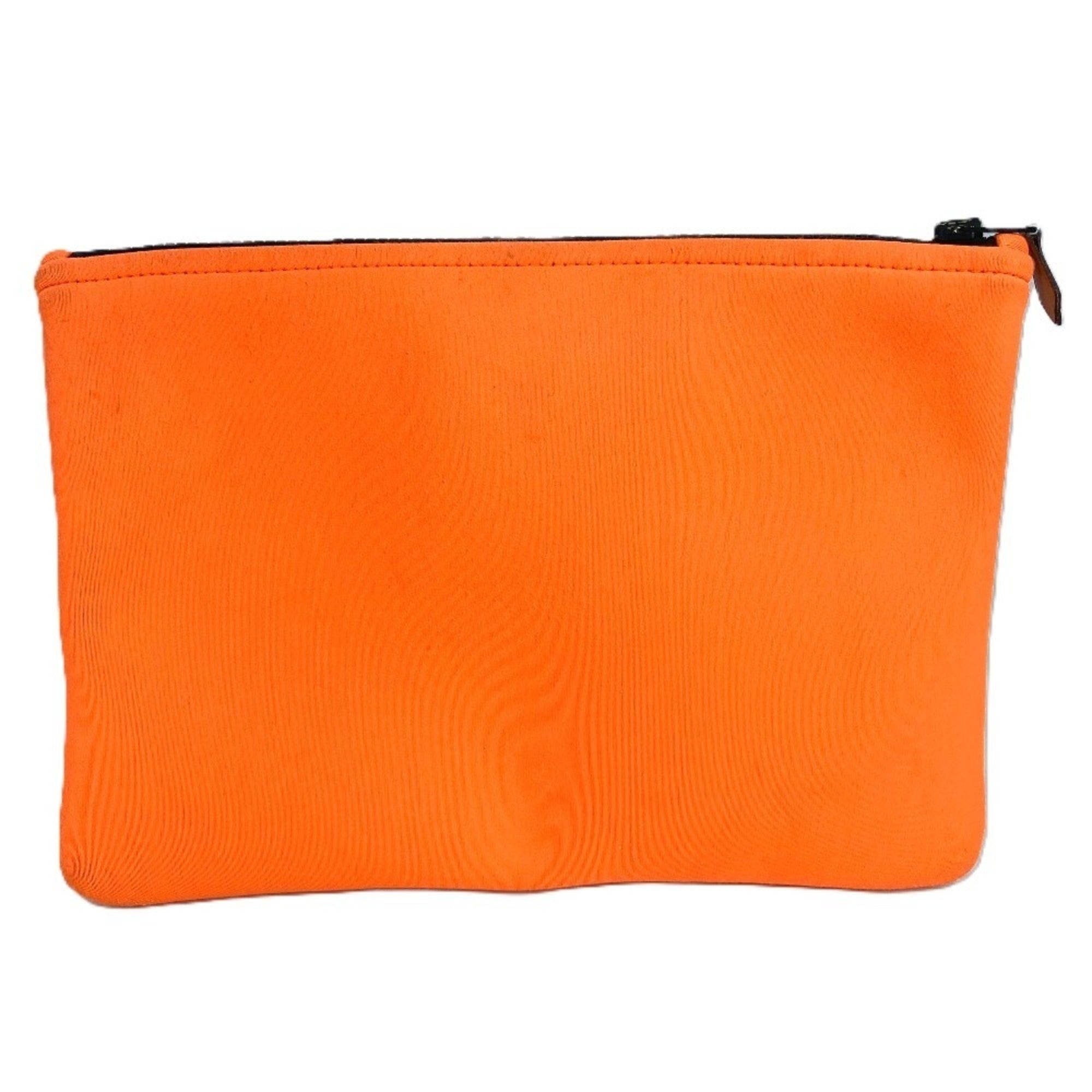Hermes Orange Polyamide Clutch Bag Handbag Pouch (Pre-Owned)