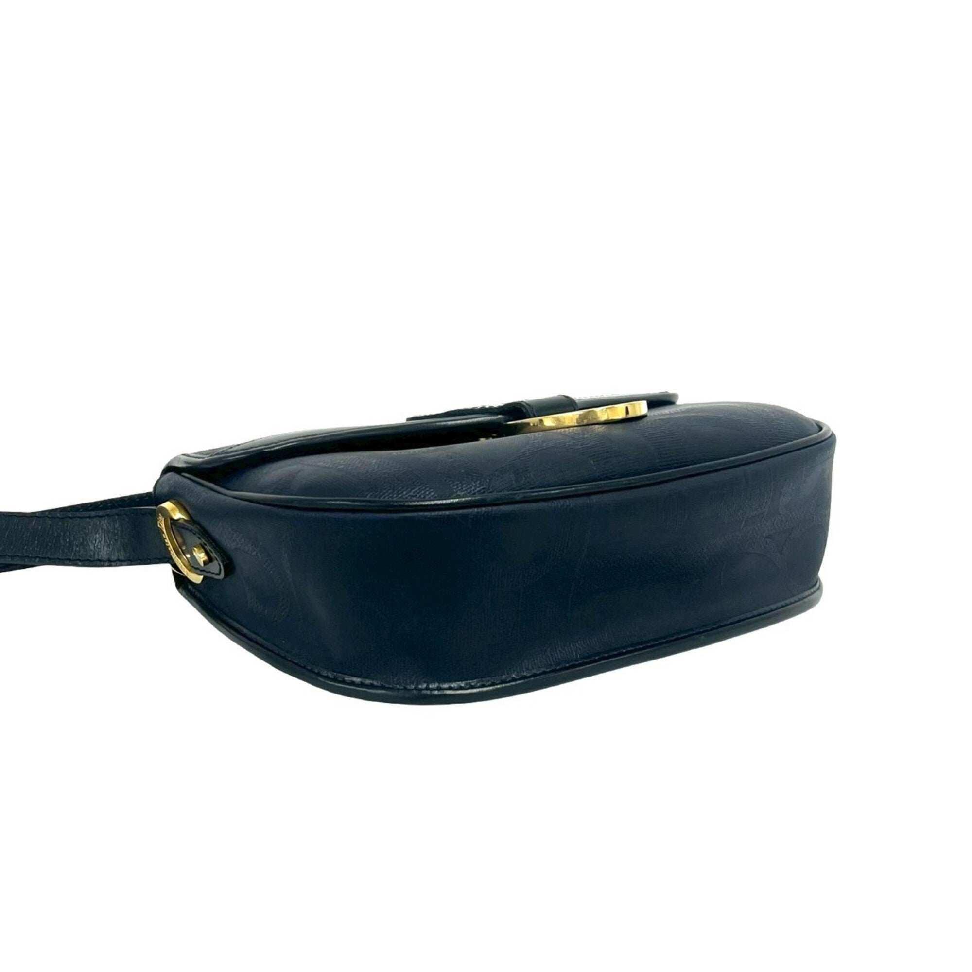Christian Dior Navy Pvc Leather Pochette Shoulder Bag (Pre-Owned)