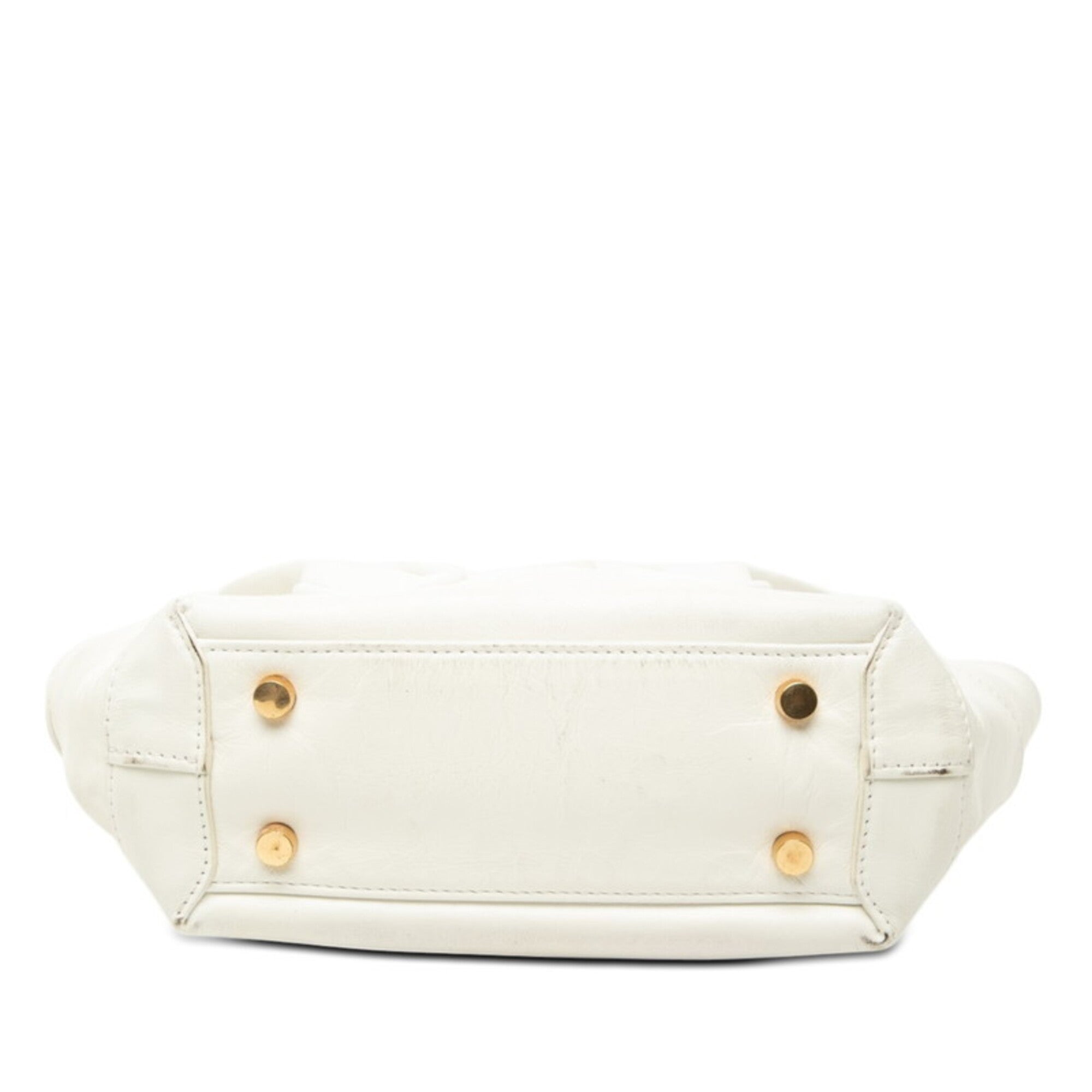 Bottega Veneta White Leather Handbag Shoulder Bag (Pre-Owned)