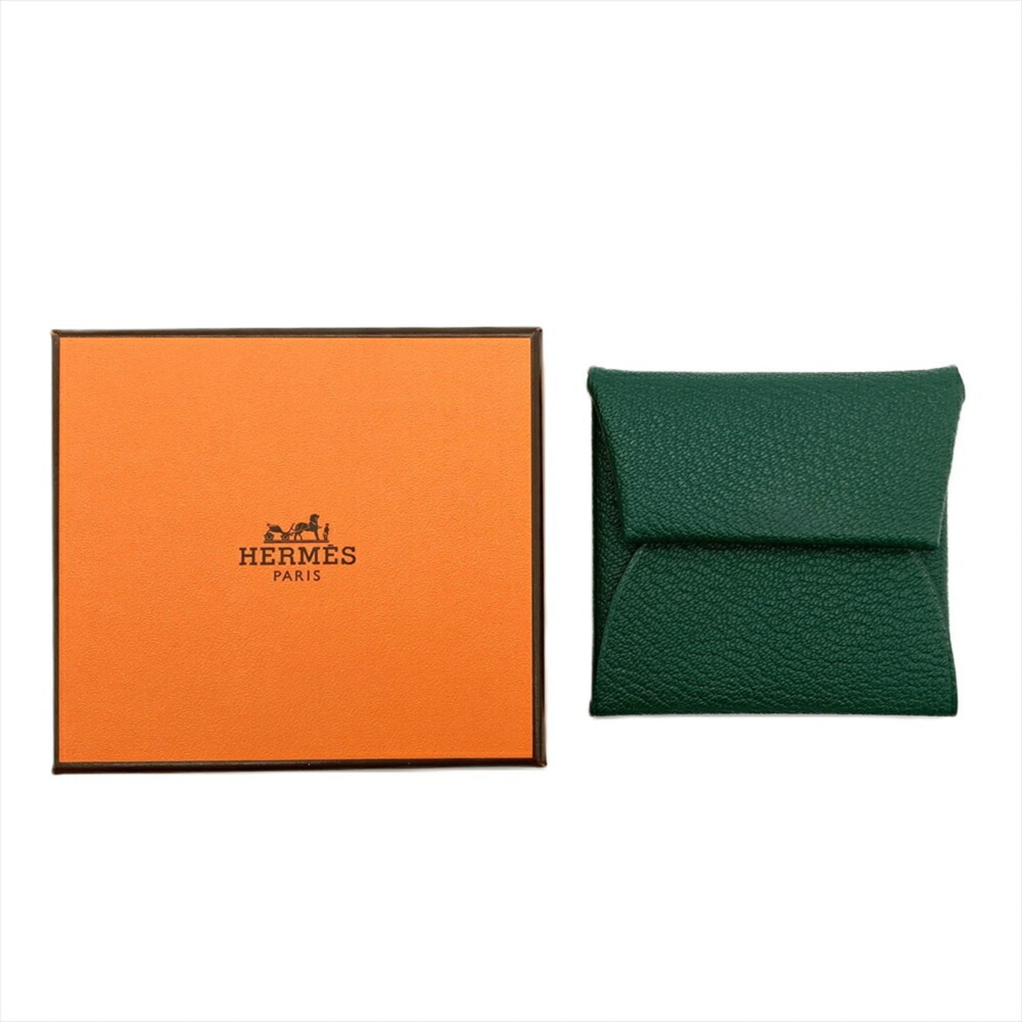 Hermes Green Chevre Leather Coin Purse/Coin Case (Pre-Owned)