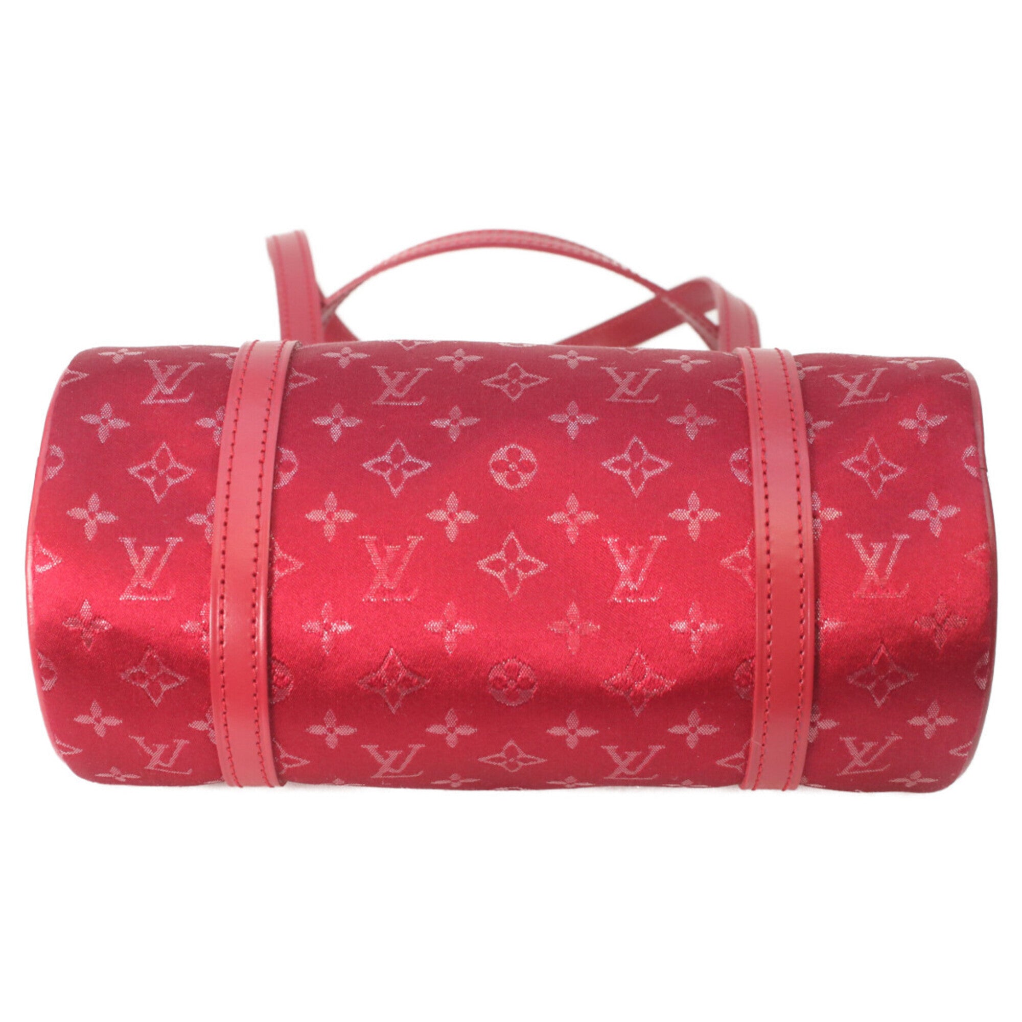 Louis Vuitton Red Color Monogram Satin Handbag (Pre-Owned)