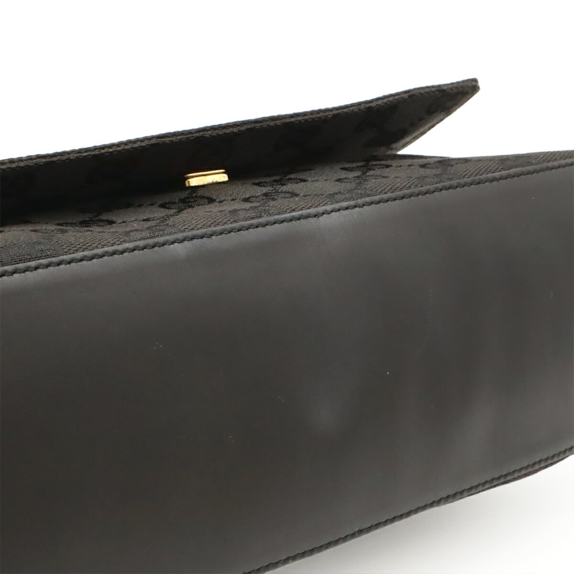 Gucci Black Canvas Leather Shoulder Bag (Pre-Owned)
