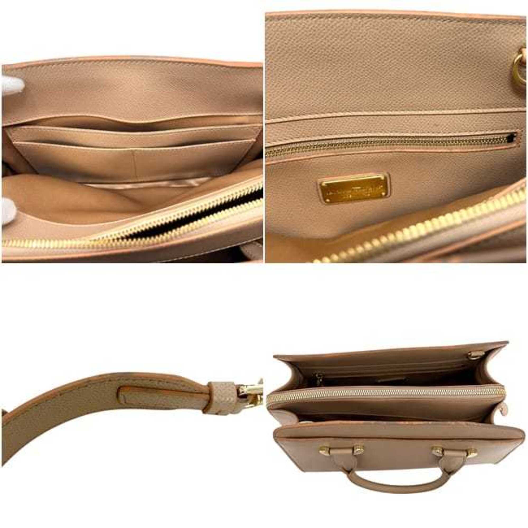 Salvatore Ferragamo Beige Leather Handbag Shoulder Bag (Pre-Owned)