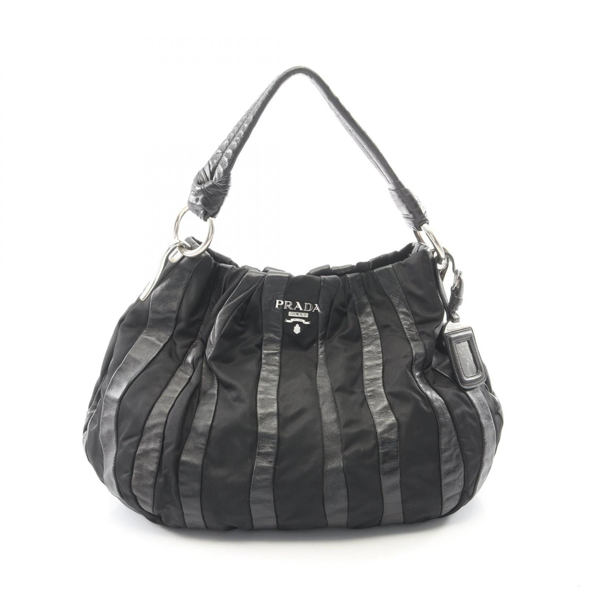Prada Black Nylon Leather Handbag (Pre-Owned)