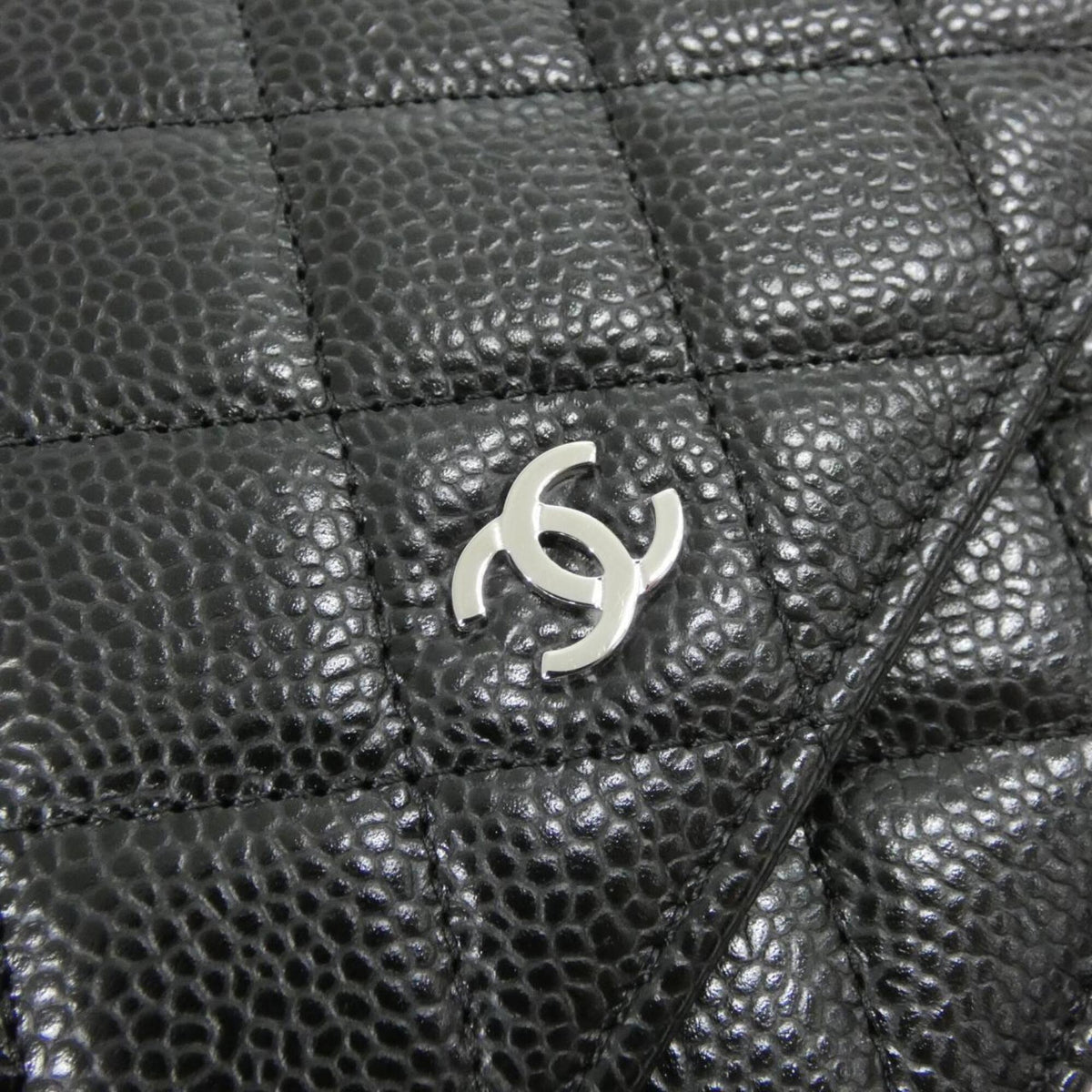 Chanel Black Grained Calfskin Chain/Shoulder Wallet (Pre-Owned)