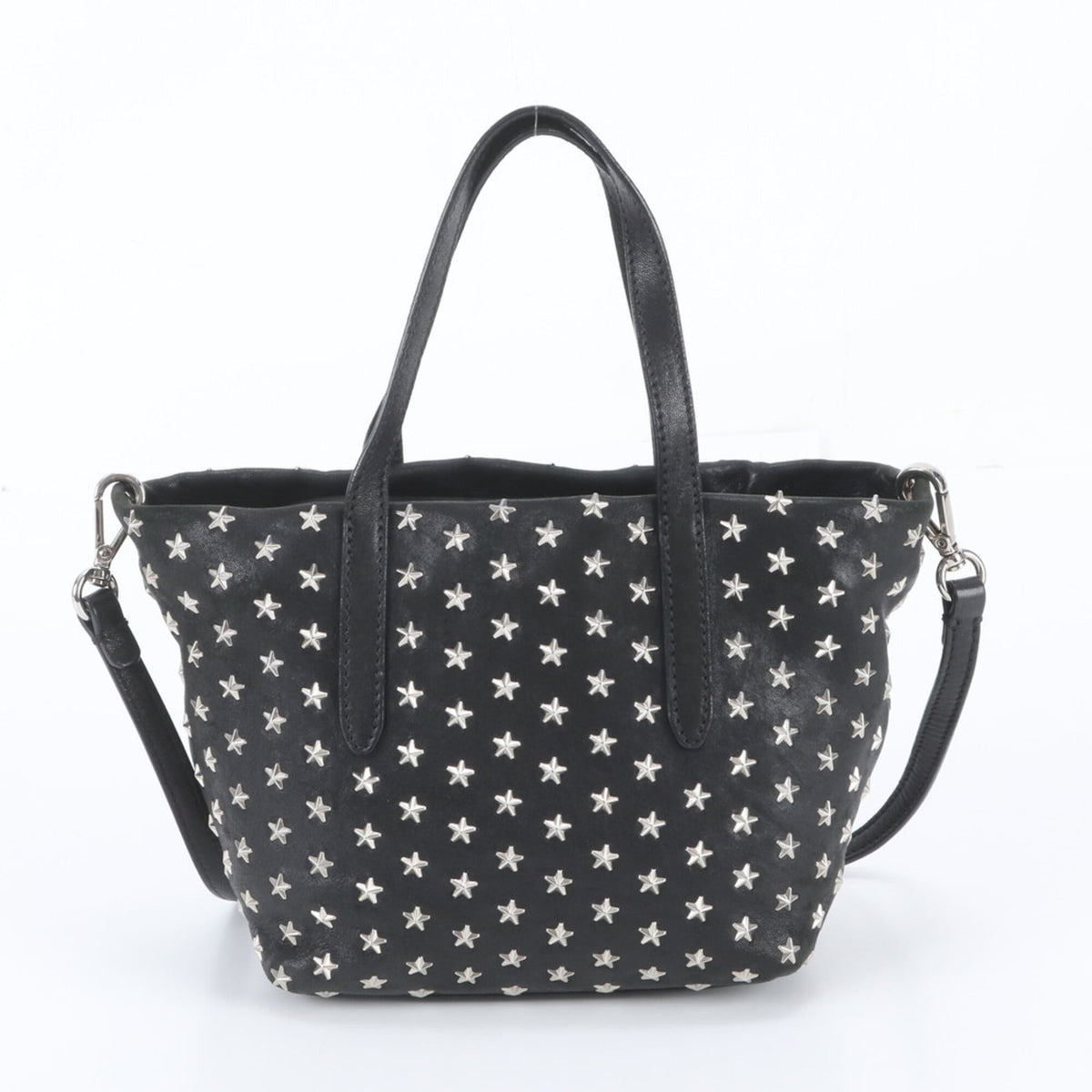 Jimmy Choo Black Leather Handbag Shoulder Bag Tote Bag (Pre-Owned)