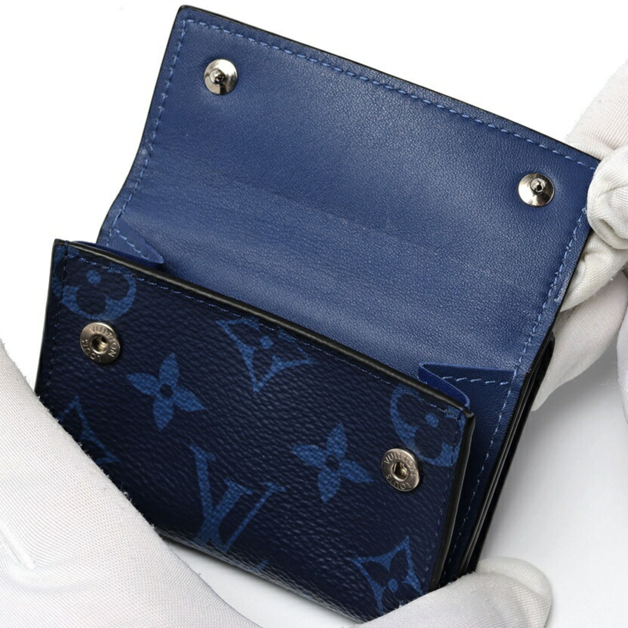 Louis Vuitton Blue Taigarama Wallet (Tri-Fold) (Pre-Owned)