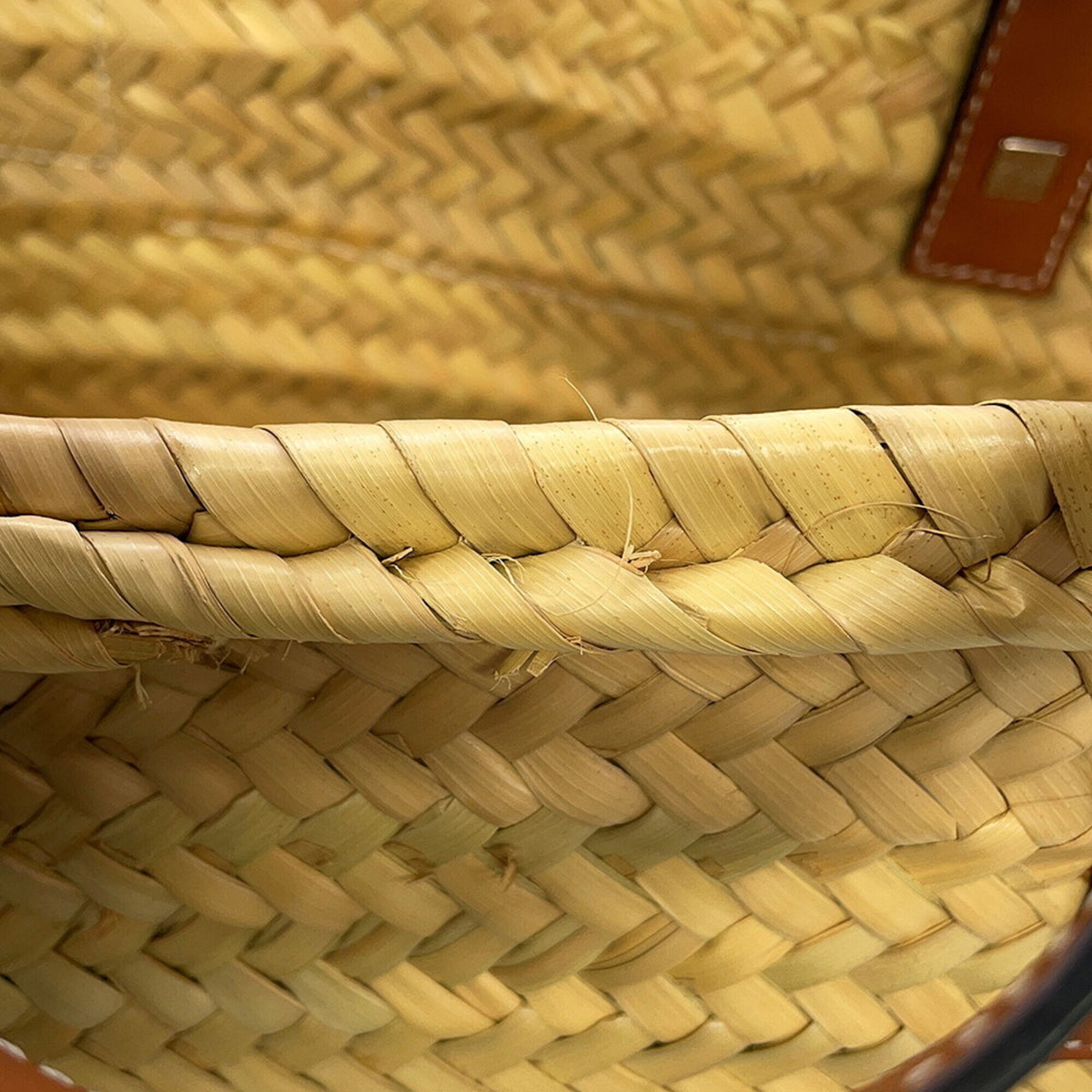 Loewe Brown Orange Raffia Leather Basket Tote Bag (Pre-Owned)