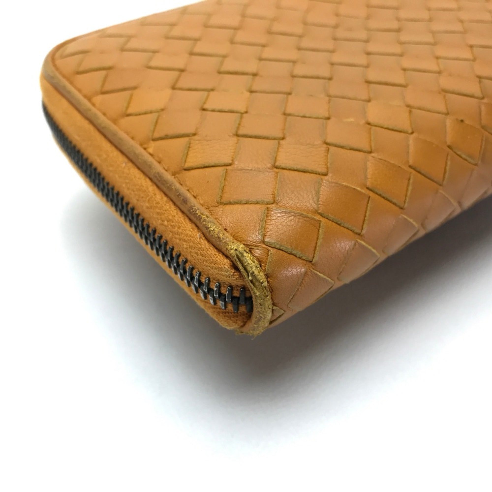 Bottega Veneta Orange Leather Long Wallet (Bi-Fold) (Pre-Owned)