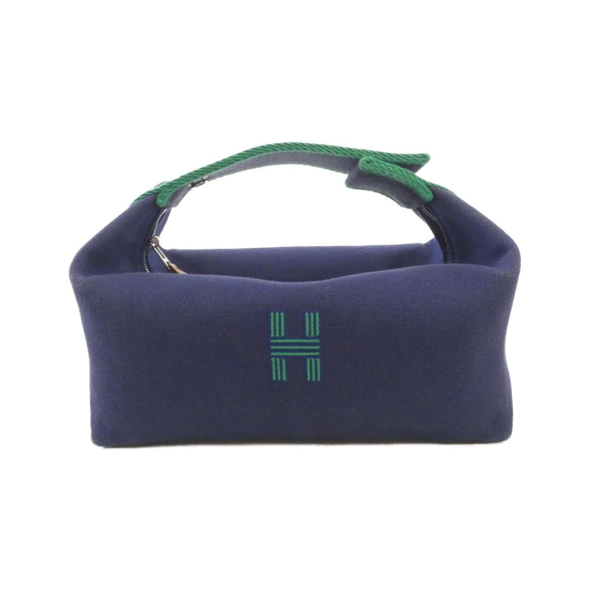 Hermes Black Marine Blue Canvas Handbag Pouch (Pre-Owned)