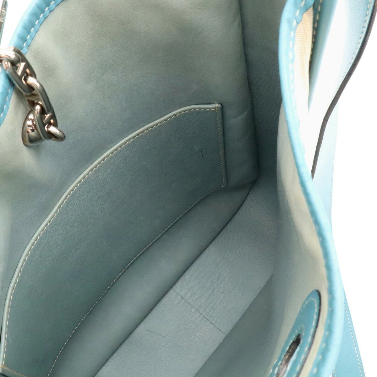 Hermes Crinoline Light Blue Natural Yellow Swift Leather Shoulder Bag (Pre-Owned)
