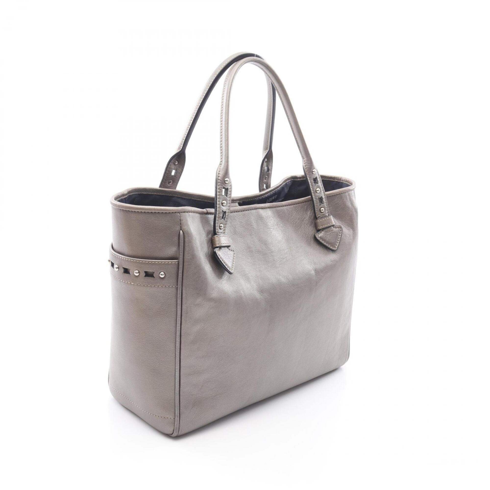 Loewe Gray Leather Handbag Tote Bag (Pre-Owned)