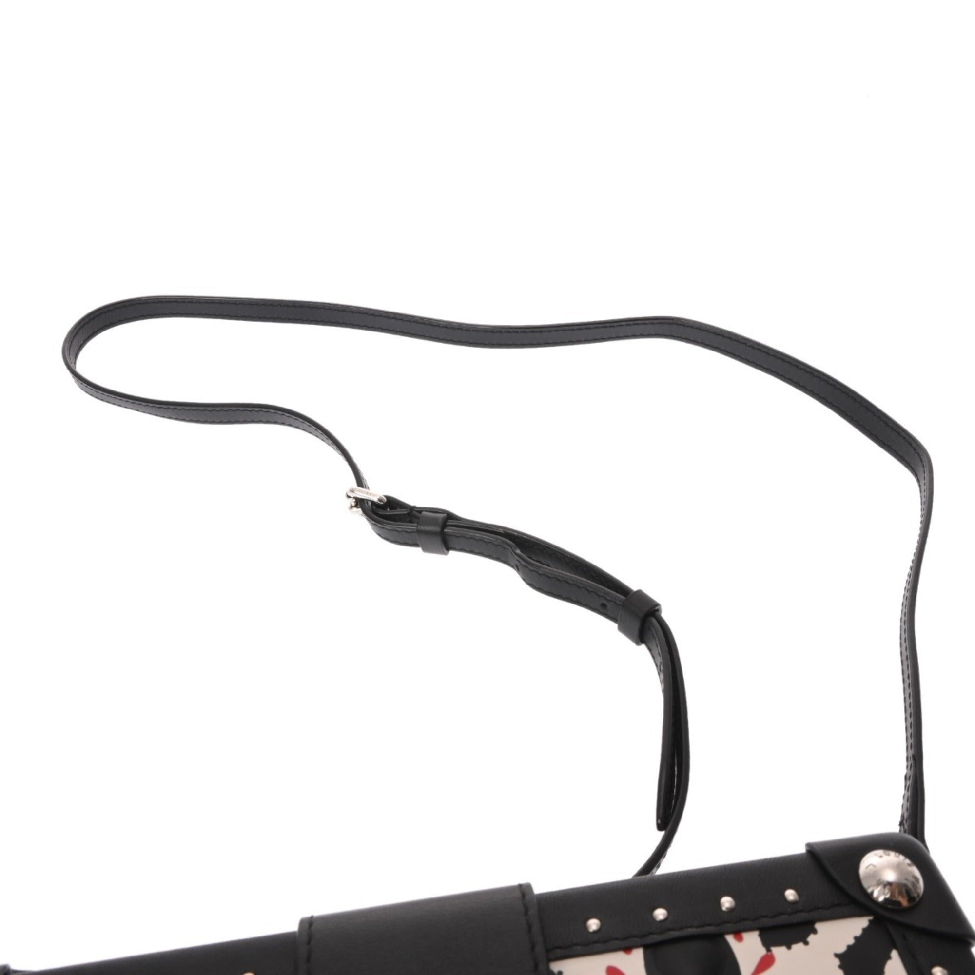 Louis Vuitton Black Red Color White Leather Shoulder Bag (Pre-Owned)
