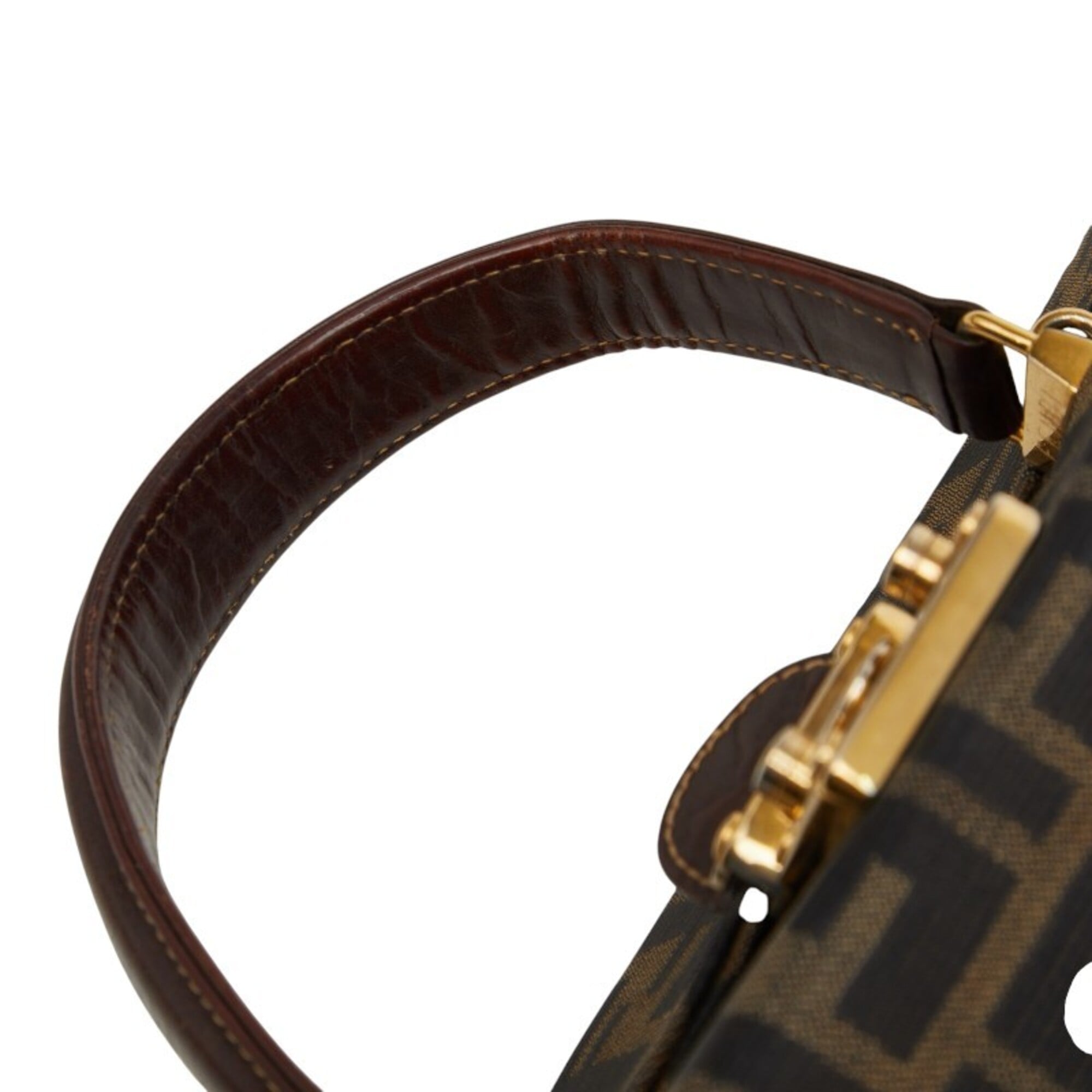 Fendi Brown Canvas Leather Handbag Shoulder Bag (Pre-Owned)