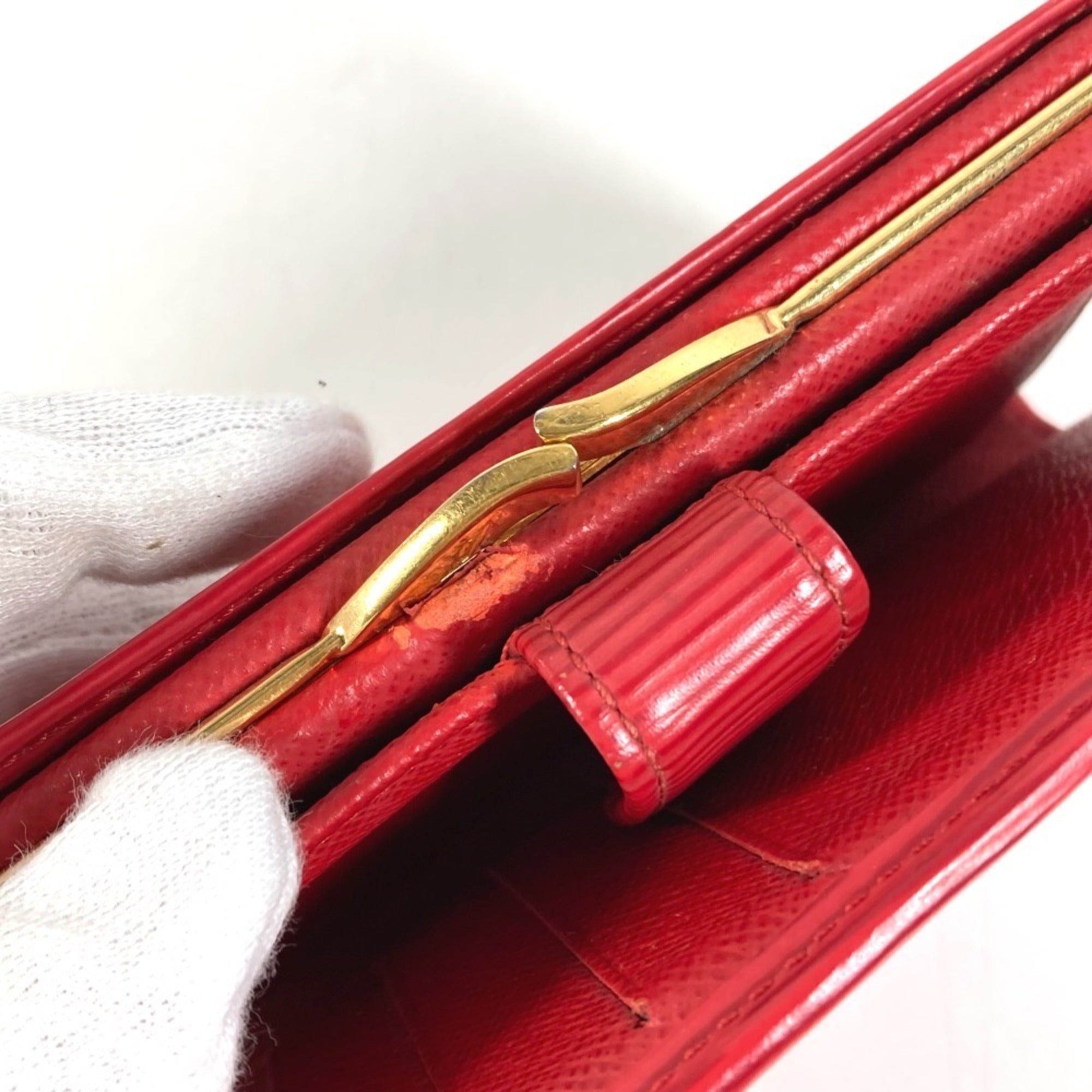 Louis Vuitton Epi Red Color Rouge Epi Leather Wallet (Bi-Fold) (Pre-Owned)